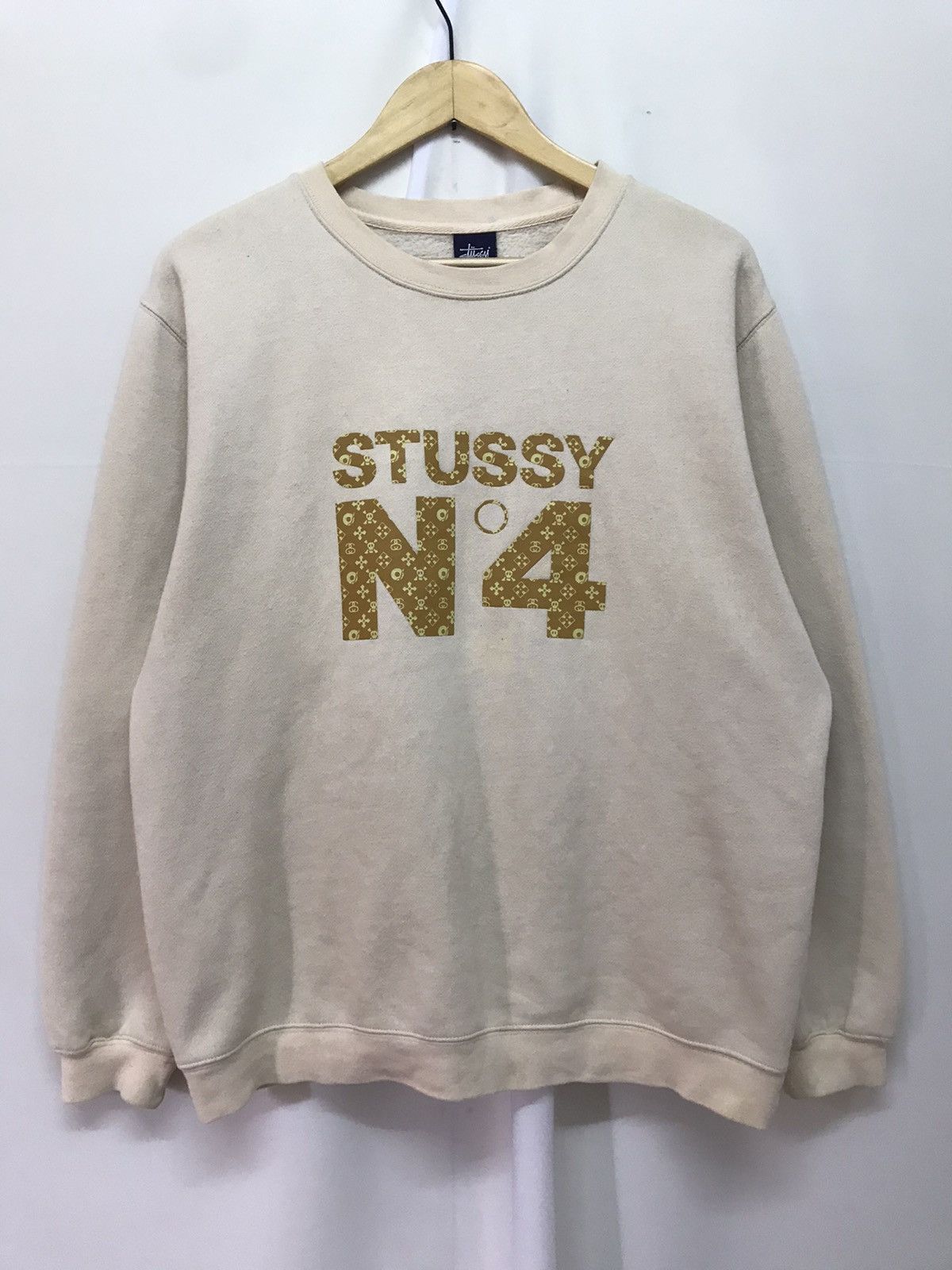 90s Vintage old Stussy Monogram N4 LOGO shirt hoodie Sweatshirt size M