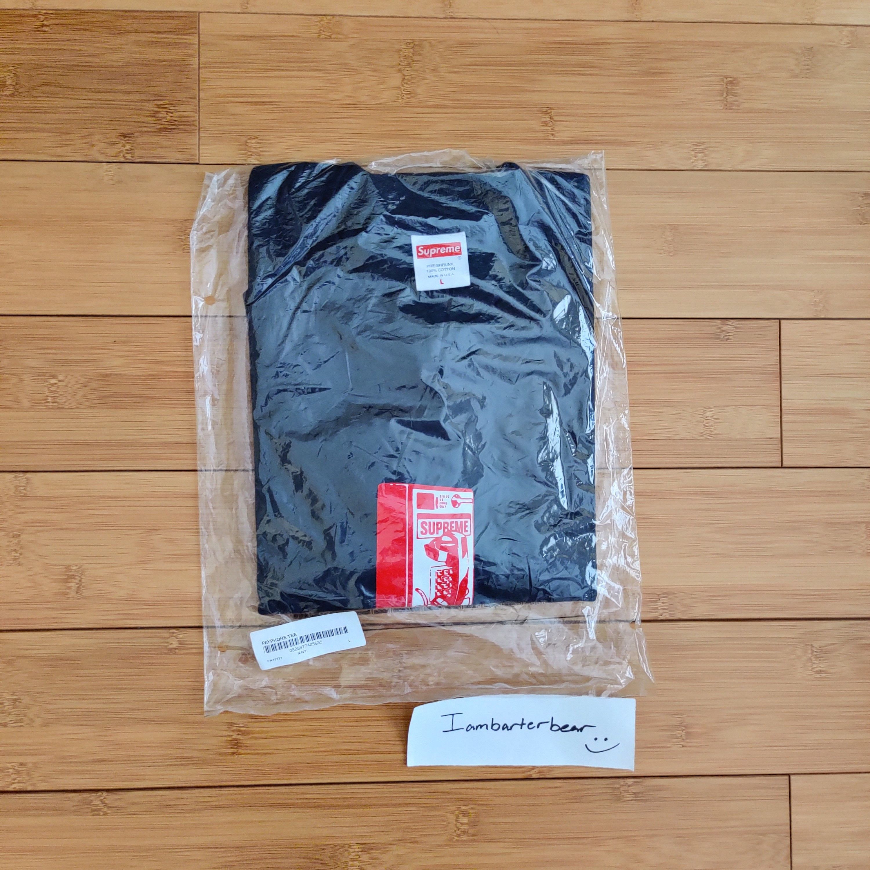 Supreme Payphone Tee, Navy Blue, Red, FW18 pay phone booth