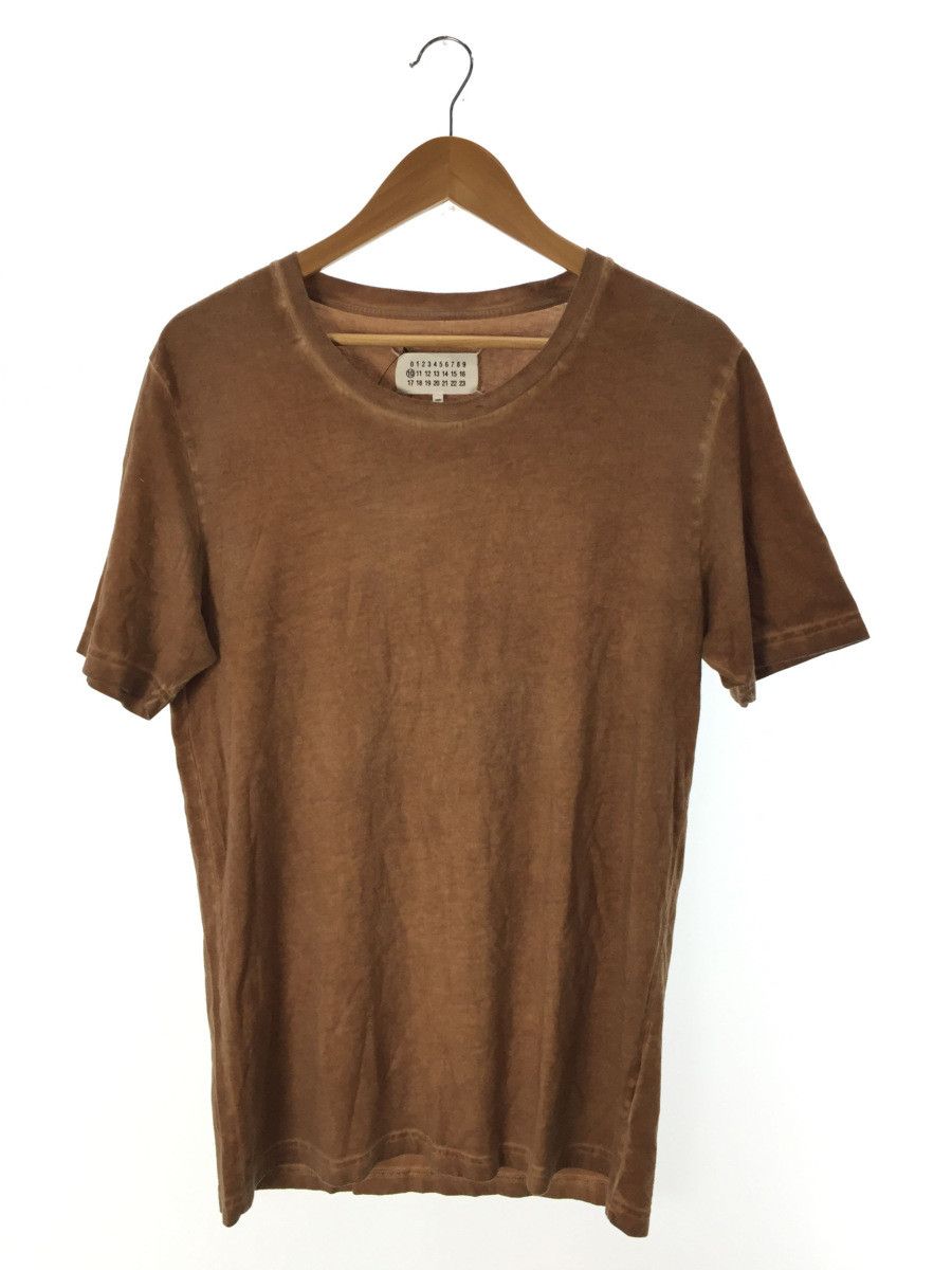 Short Sleeve Brown Plain Cotton Crew Neck
