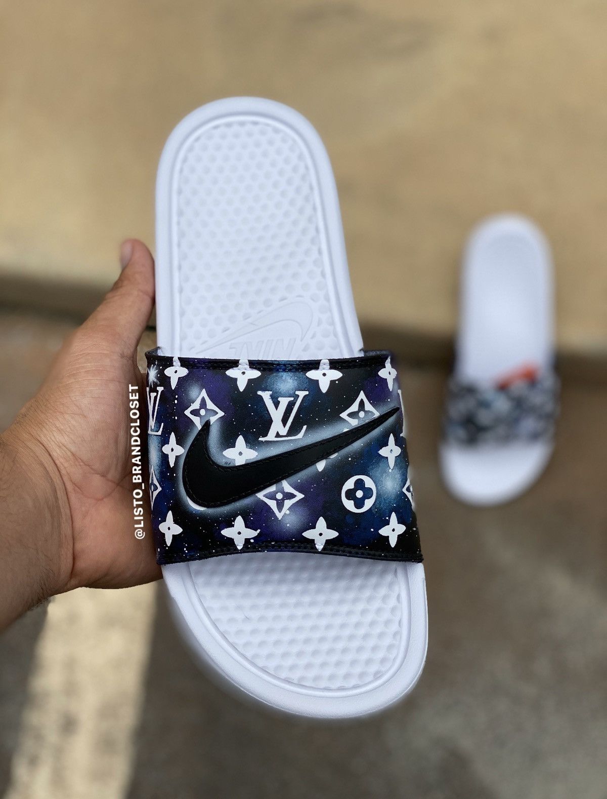 Custom Louis Vuitton Nike Slids  Louis vuitton slides, Louis vuitton,  Vuitton