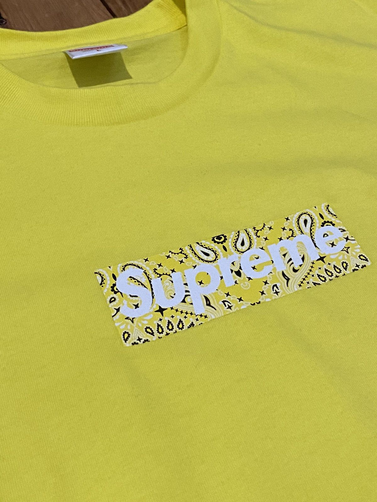 Supreme Bandana Box Logo Tee Paisley Yellow Tops