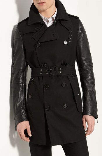 Burberry trench hot sale coat leather