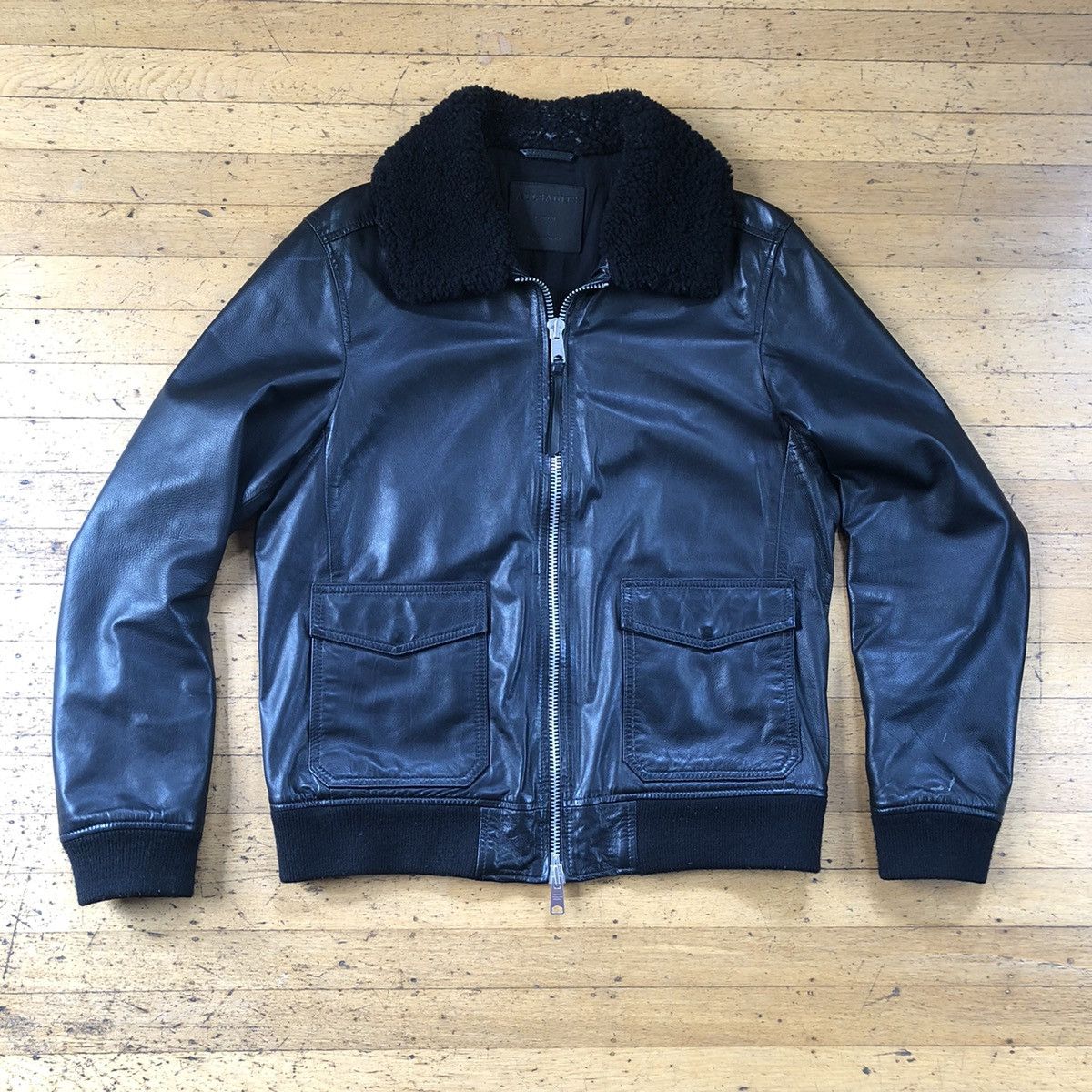 Allsaints All saints Sherpa black leather jacket | Grailed