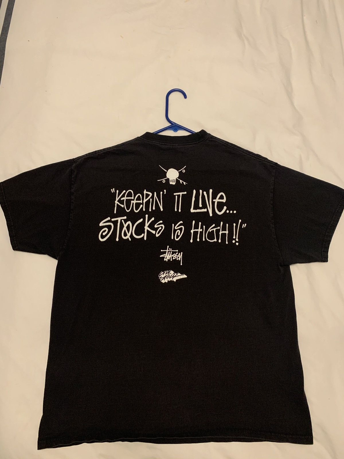 【G4167】LHM / LIVE AT AGH 25TH STSSY PRTY STUSSY DICE TEE PIGMENT DYED •BLACK | S(38”), M(42”), L(46