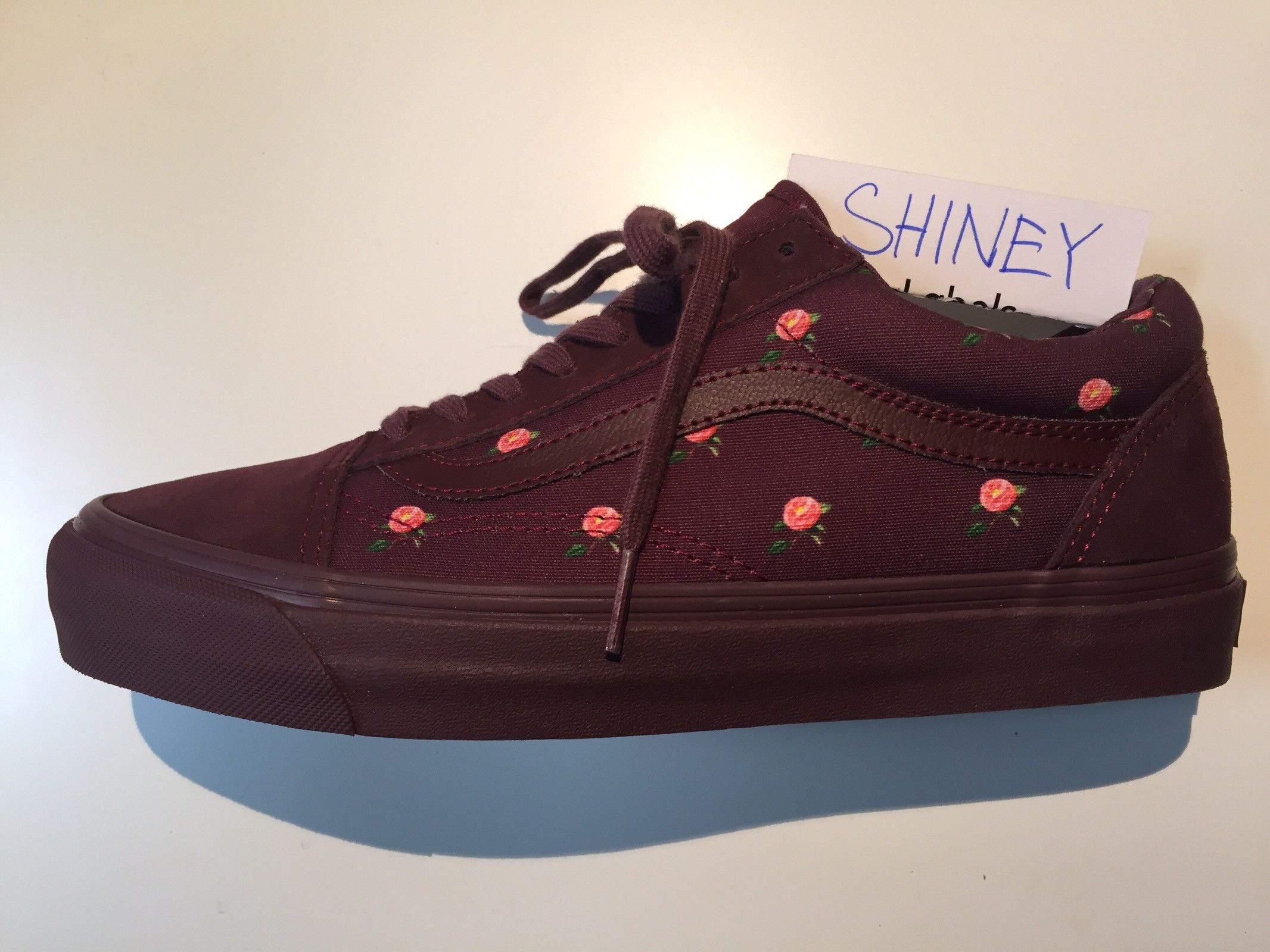 Maroon floral vans best sale