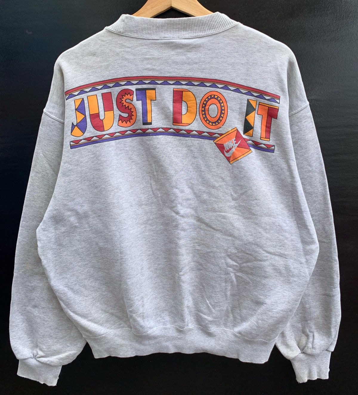 Nike × Vintage 💥90s Nike Swoosh Tribal Big Logo Sweatshirt Size US M / EU 48-50 / 2 - 5 Thumbnail