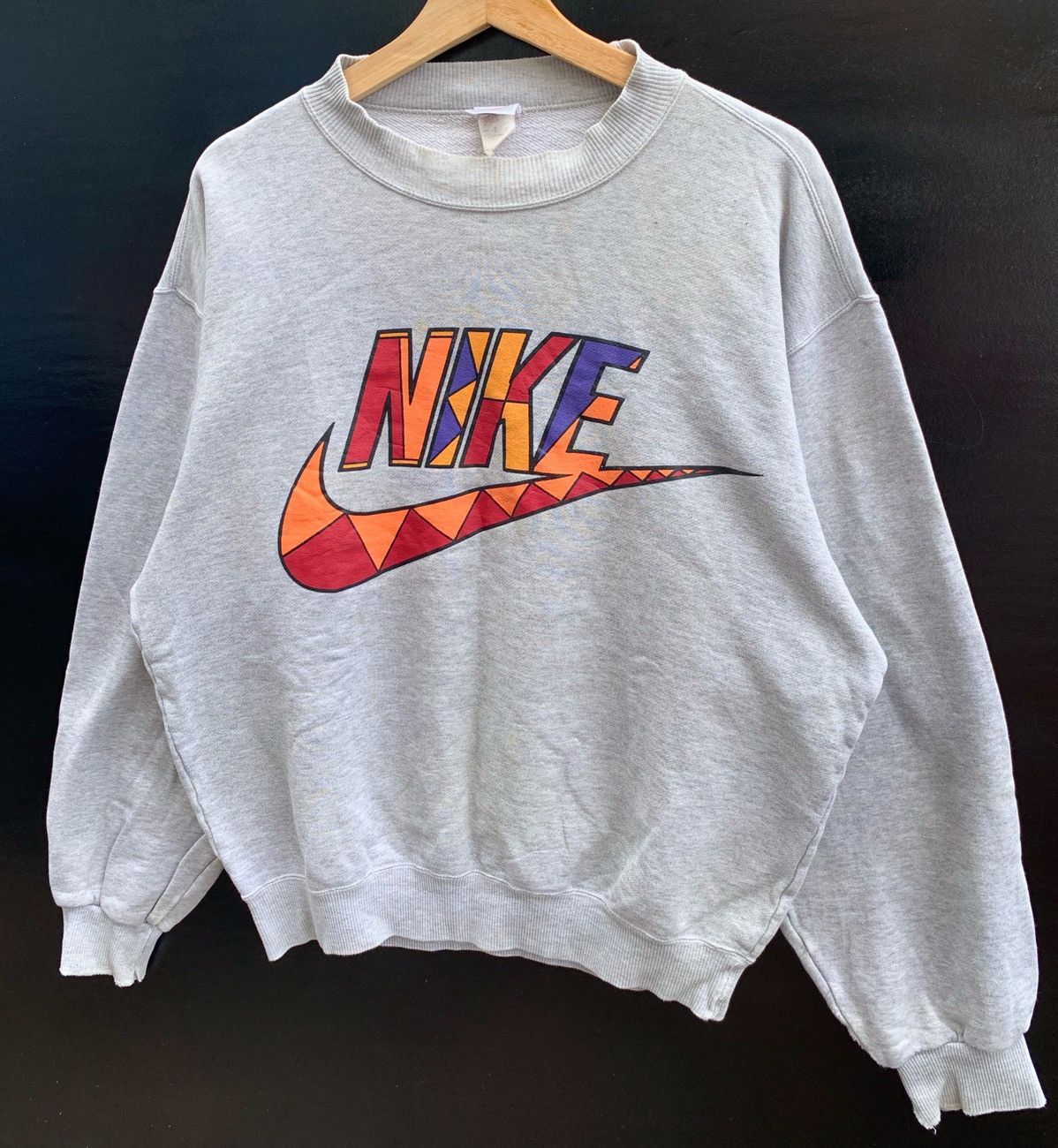 Nike × Vintage 💥90s Nike Swoosh Tribal Big Logo Sweatshirt Size US M / EU 48-50 / 2 - 2 Thumbnail