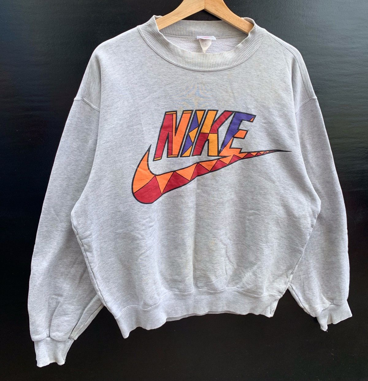 Nike × Vintage 💥90s Nike Swoosh Tribal Big Logo Sweatshirt Size US M / EU 48-50 / 2 - 3 Thumbnail
