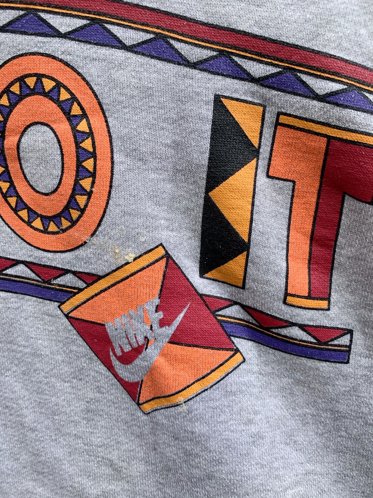 Nike × Vintage 💥90s Nike Swoosh Tribal Big Logo Sweatshirt Size US M / EU 48-50 / 2 - 7 Thumbnail