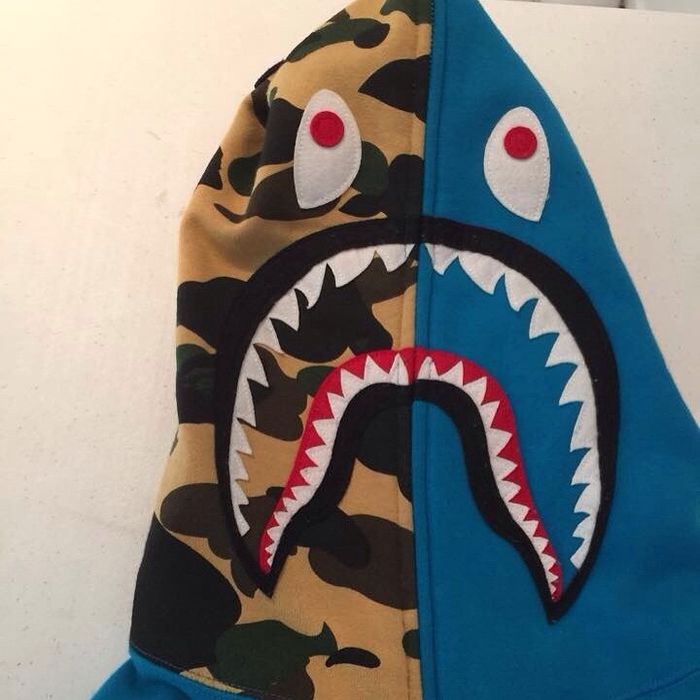 Bape Teal Half Camo Shark Hoodie | Grailed