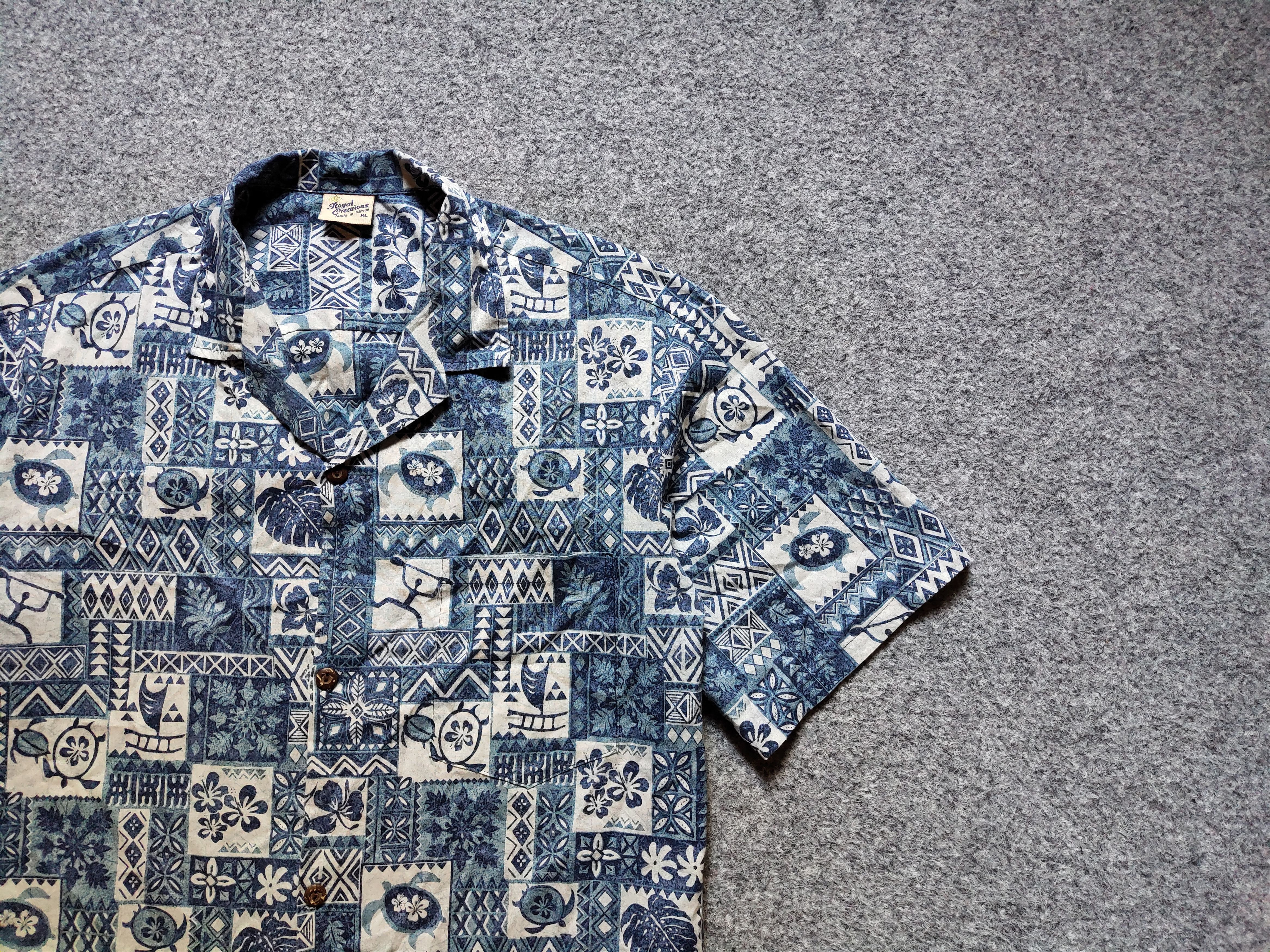 Vintage Vintage ROYAL HAWAIIAN CREATIONS TAPA MEN'S ALOHA SHIRT Size US XL / EU 56 / 4 - 4 Thumbnail