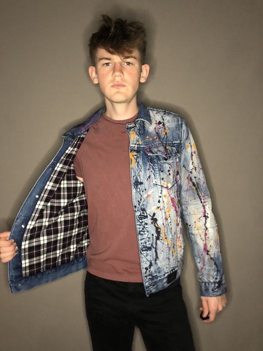 Prps PRPS Denim Paint Splattered Leather Jacket Grailed