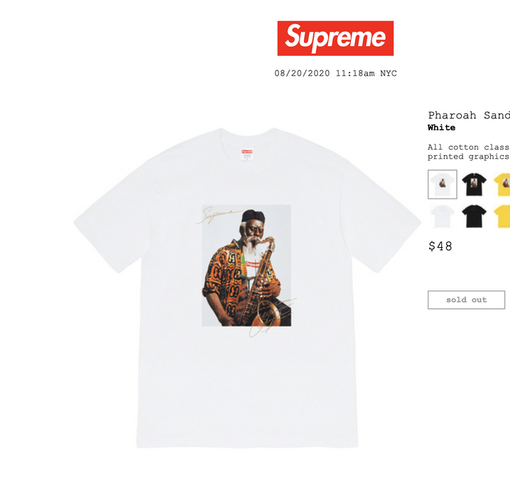 Supreme Supreme Pharoah Sanders Tee | White | Grailed