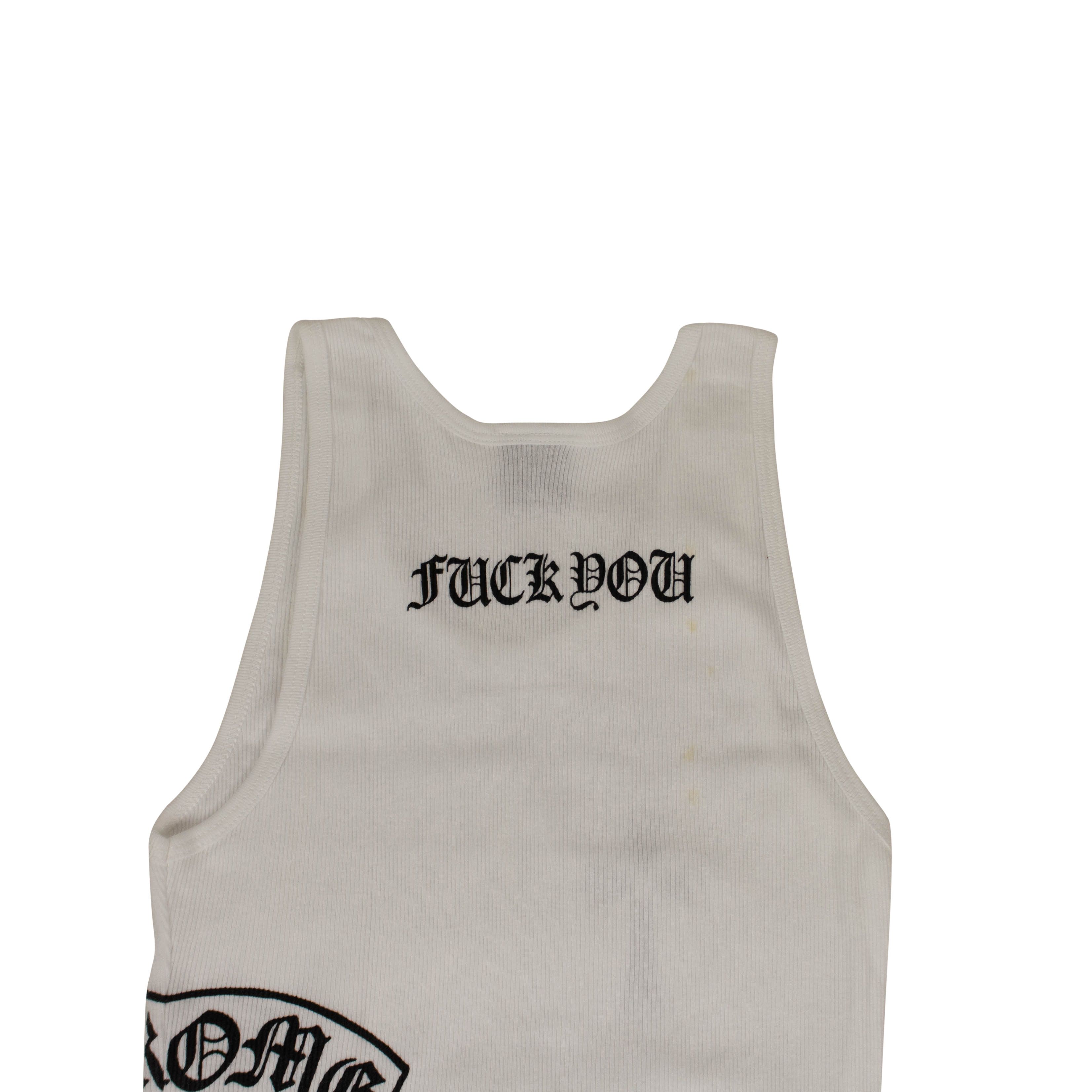 Chrome Hearts White Ribbed Cross Side Logo 'F*** You' Tank