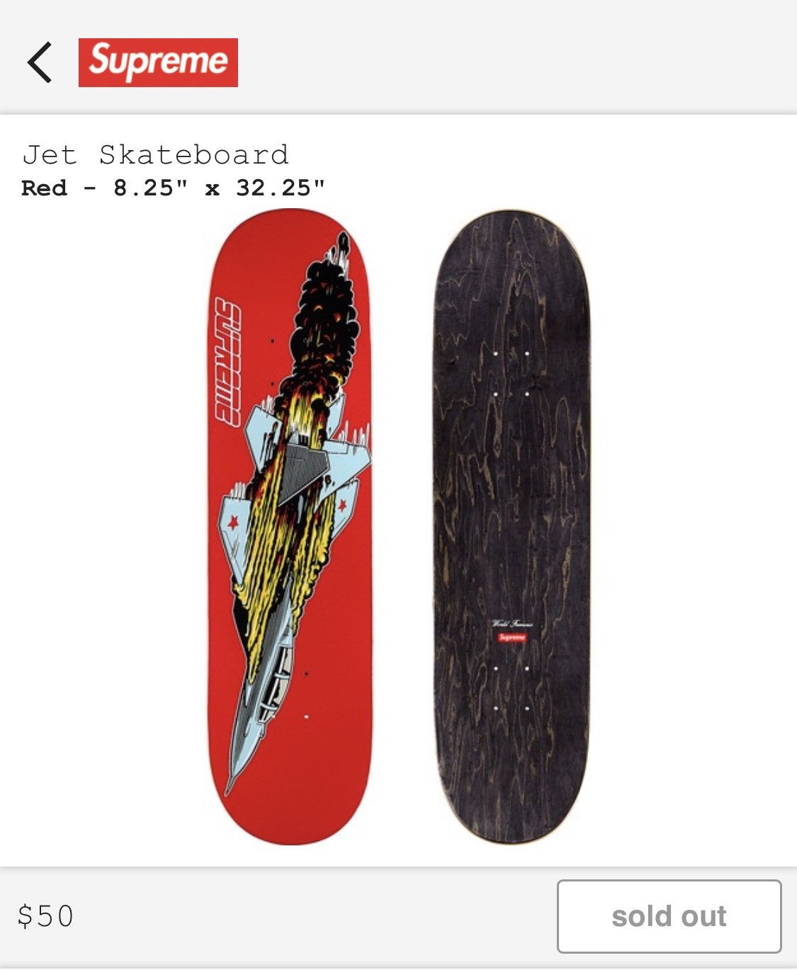 Supreme Jet Skateboard Deck Red