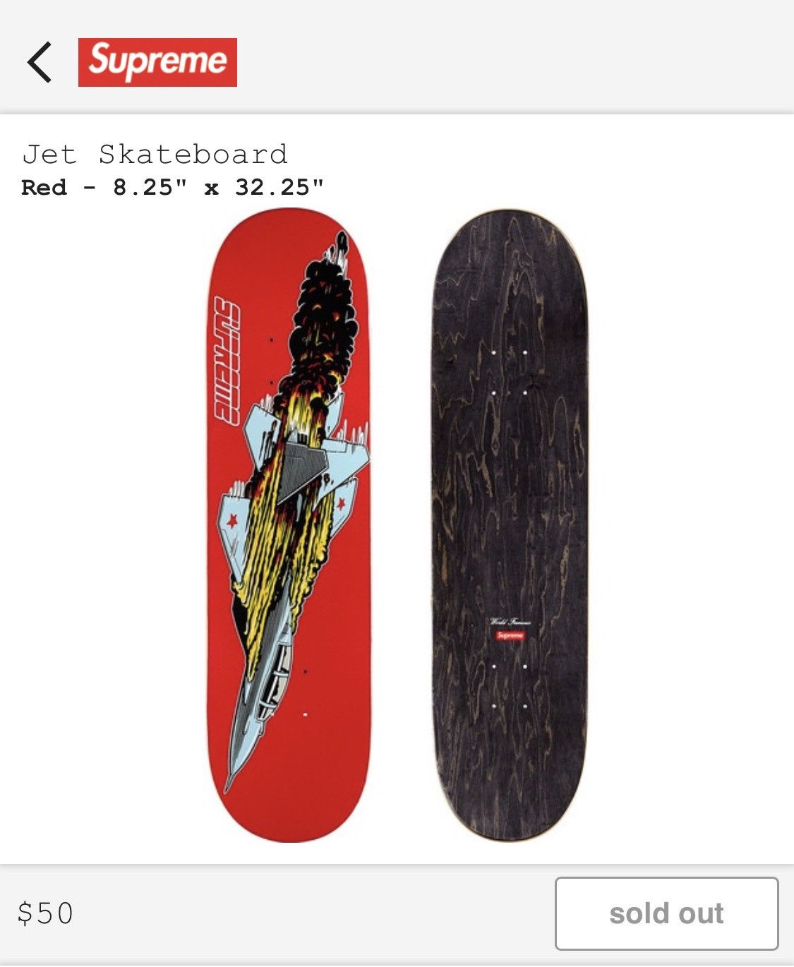 Supreme Jet Skateboard Deck Red