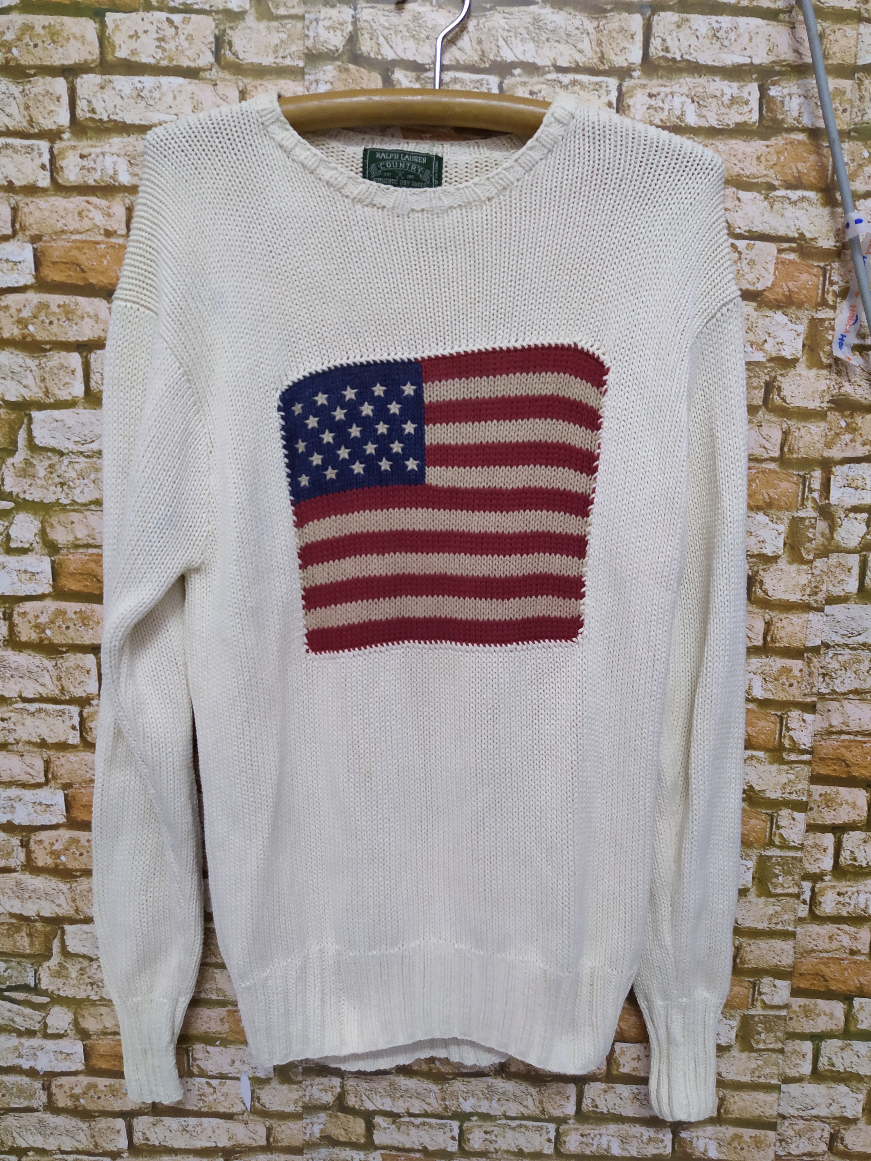 Polo Ralph Lauren 90s POLO COUNTRY RALPH LAUREN FLAG KNITWEAR (B453) Size US M / EU 48-50 / 2 - 1 Thumbnail