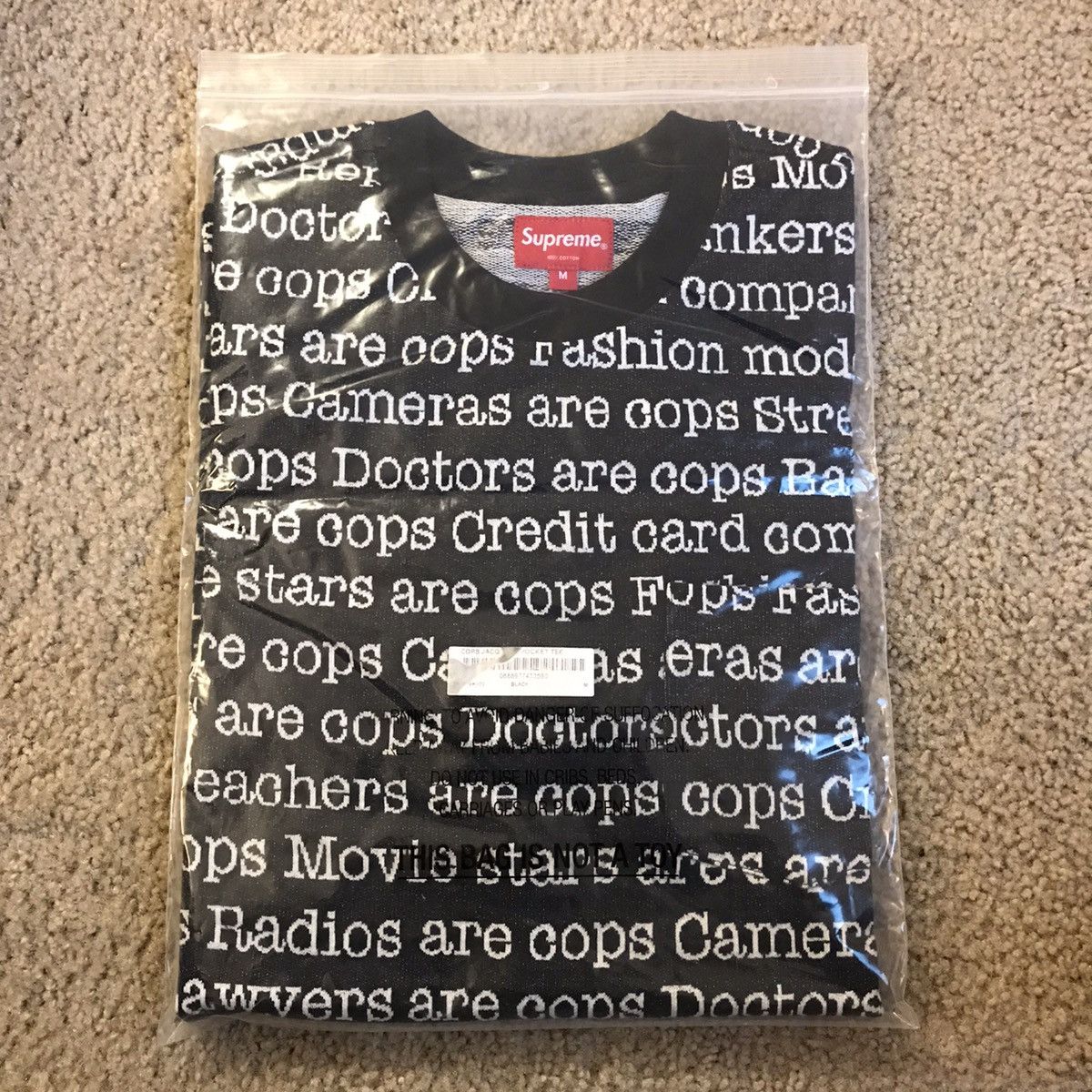 Supreme Jacquard Cops Pocket purchases Tee Shirt