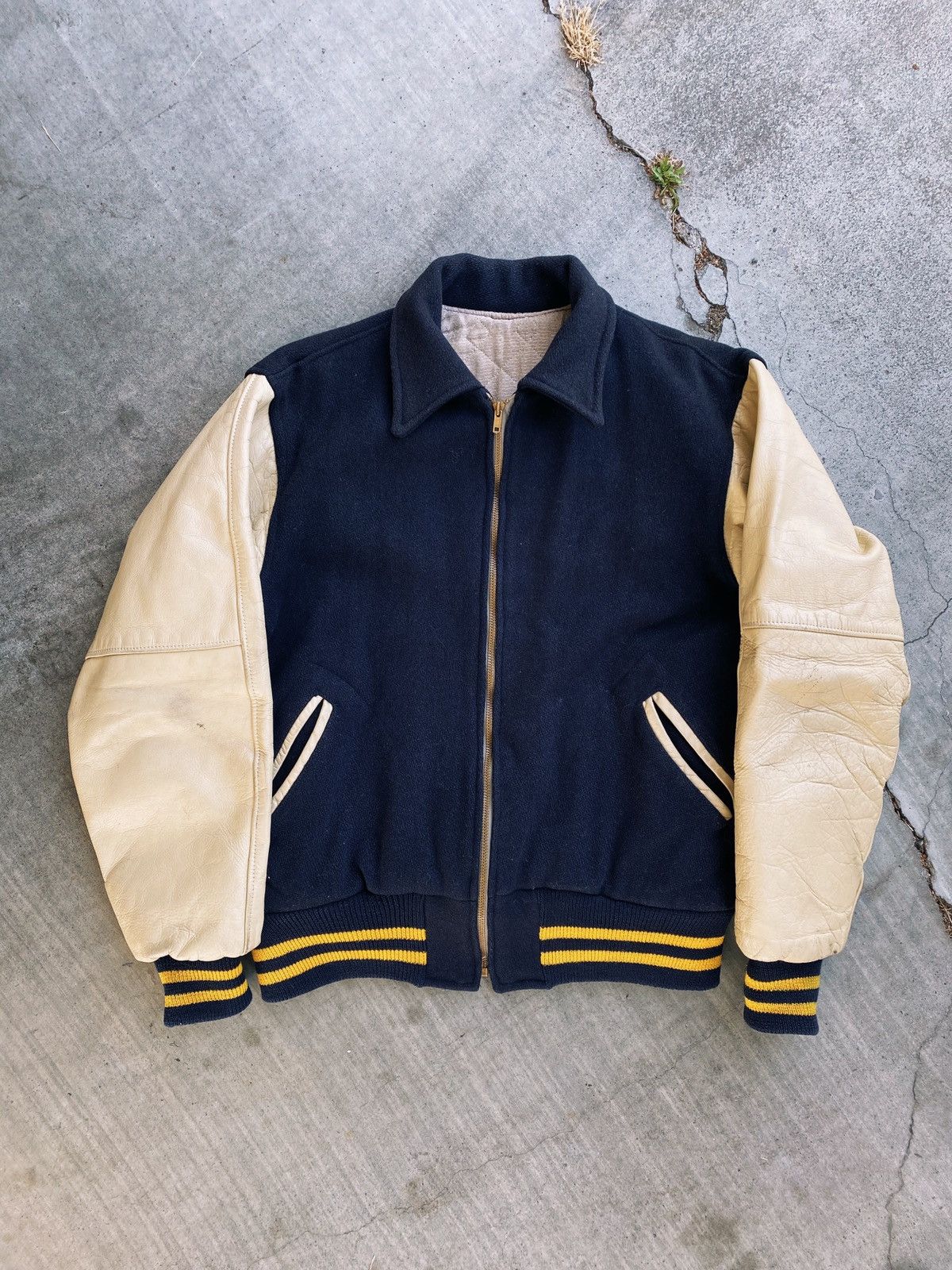 Vintage 50s Varsity Jacket Bomber Letterman Wool Leather Vintage Size US M / EU 48-50 / 2 - 2 Thumbnail