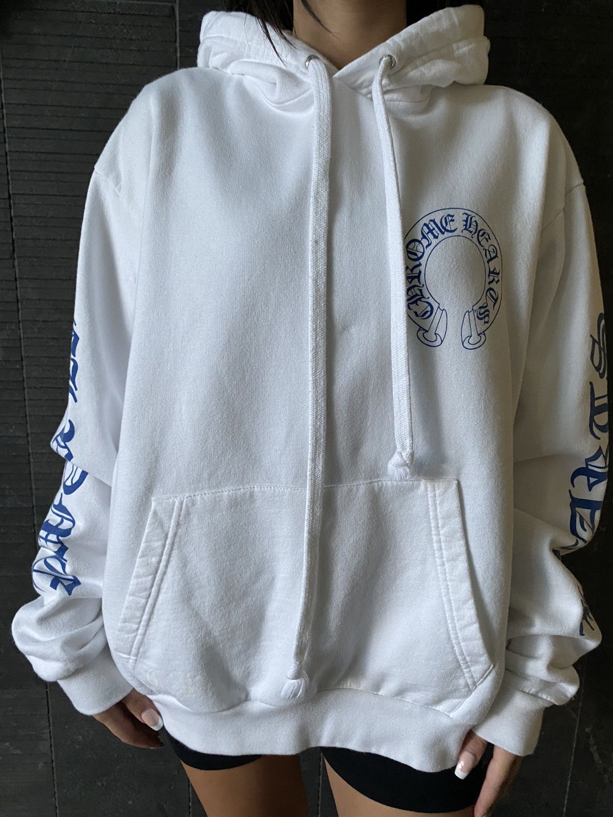 Chrome Hearts Chrome Hearts White/Blue Double Cross Hoodie | Grailed