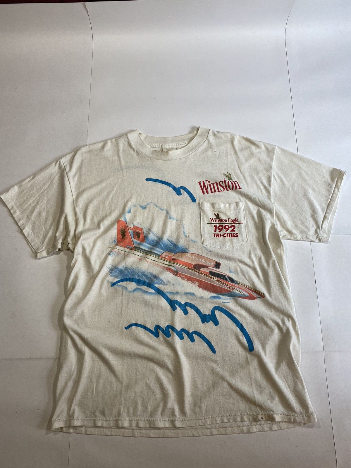 Vintage Vintage 1992 Winston Eagle Cigarettes Tru-Cities Boat Racing Size US L / EU 52-54 / 3 - 1 Thumbnail