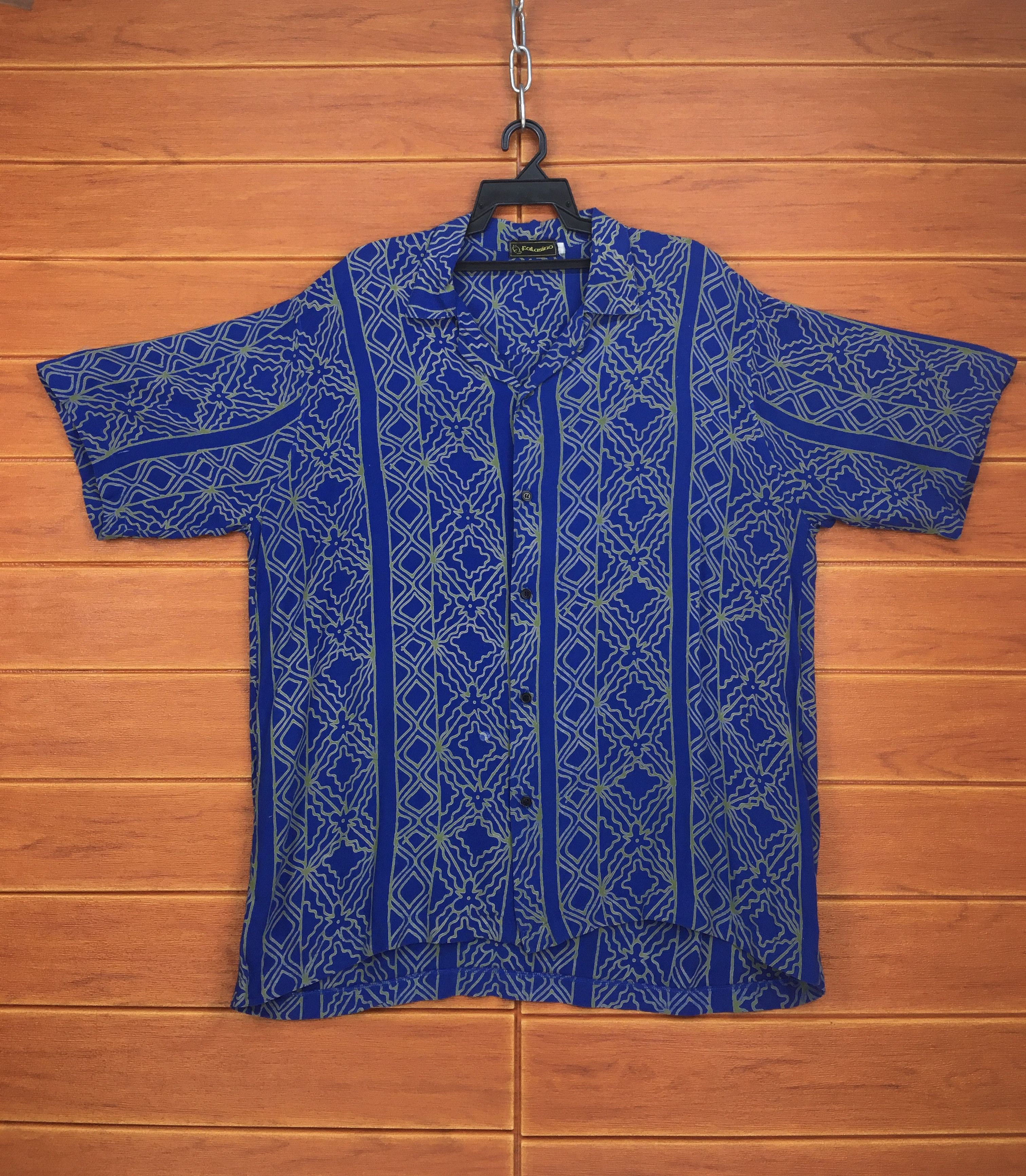 Vintage FALASINO Abstract Border Panel Hawaiian Shirt Size US L / EU 52-54 / 3 - 1 Thumbnail