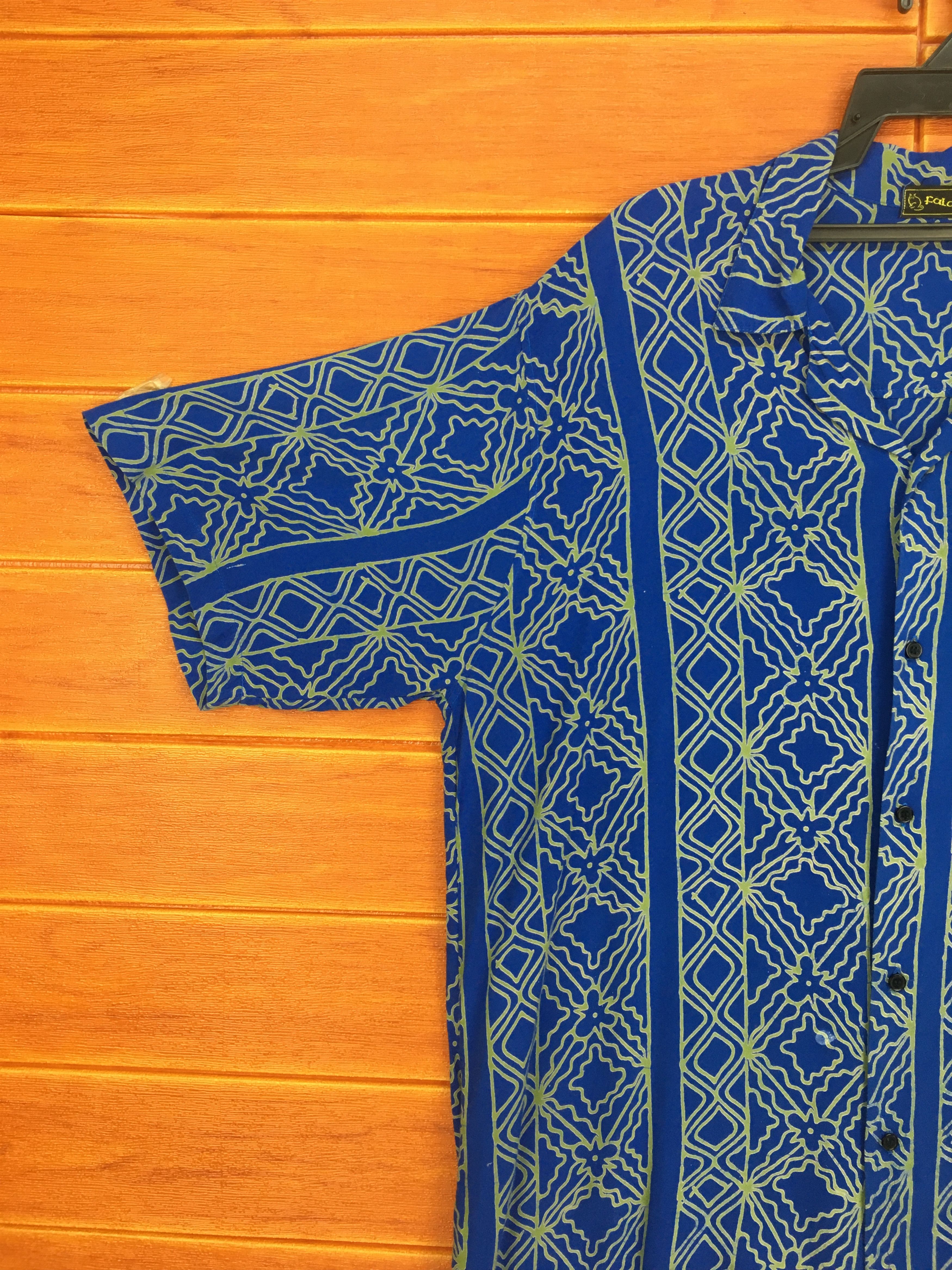 Vintage FALASINO Abstract Border Panel Hawaiian Shirt Size US L / EU 52-54 / 3 - 2 Thumbnail