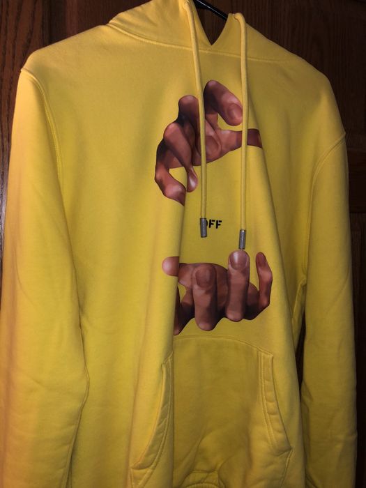 Off white store yellow hands hoodie