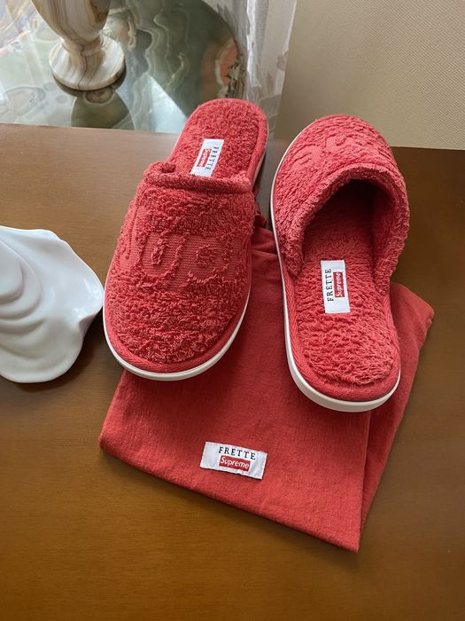 Supreme New Supreme Frette Slippers Red 8-10 | Grailed