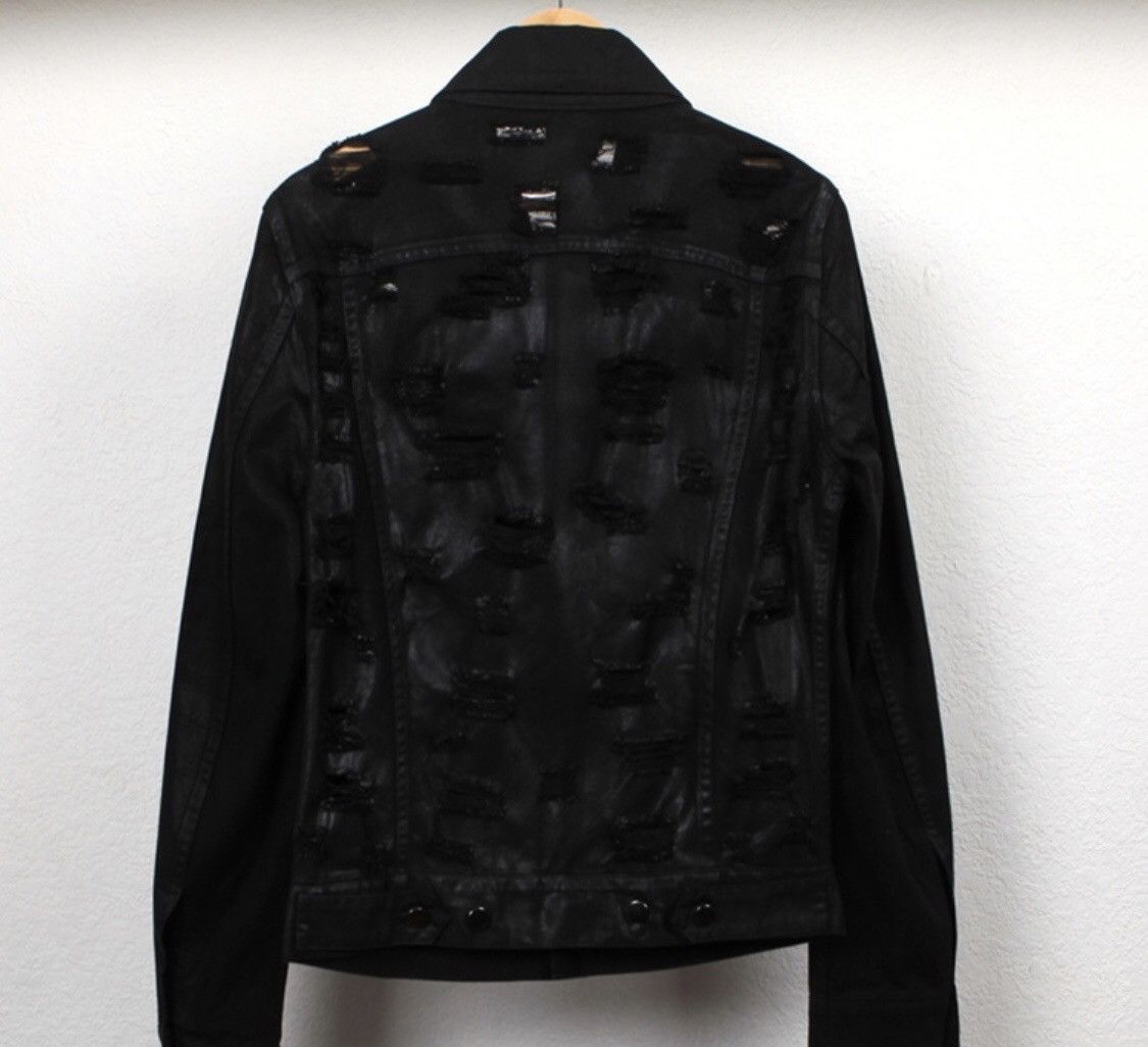 Christian Dada CHRISTIAN DADA black waxed destroyed denim jacket 