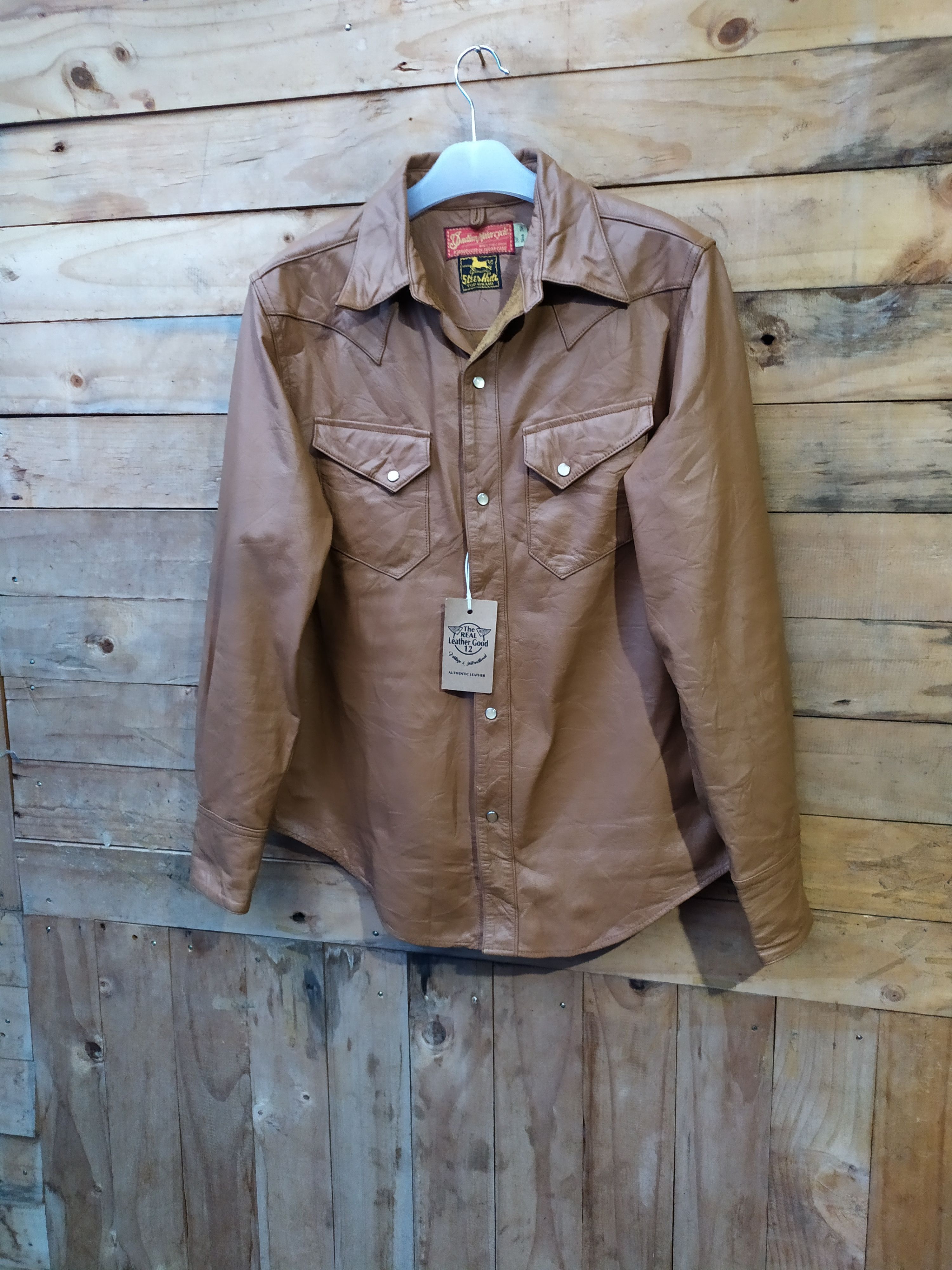 Indian Motorcycle × Japanese Brand × Sugar Cane INDIAN MOTORCYCLE X SUGAR CANE BROWNTAN LEATHER SHIRT JACKET Size US M / EU 48-50 / 2 - 3 Thumbnail