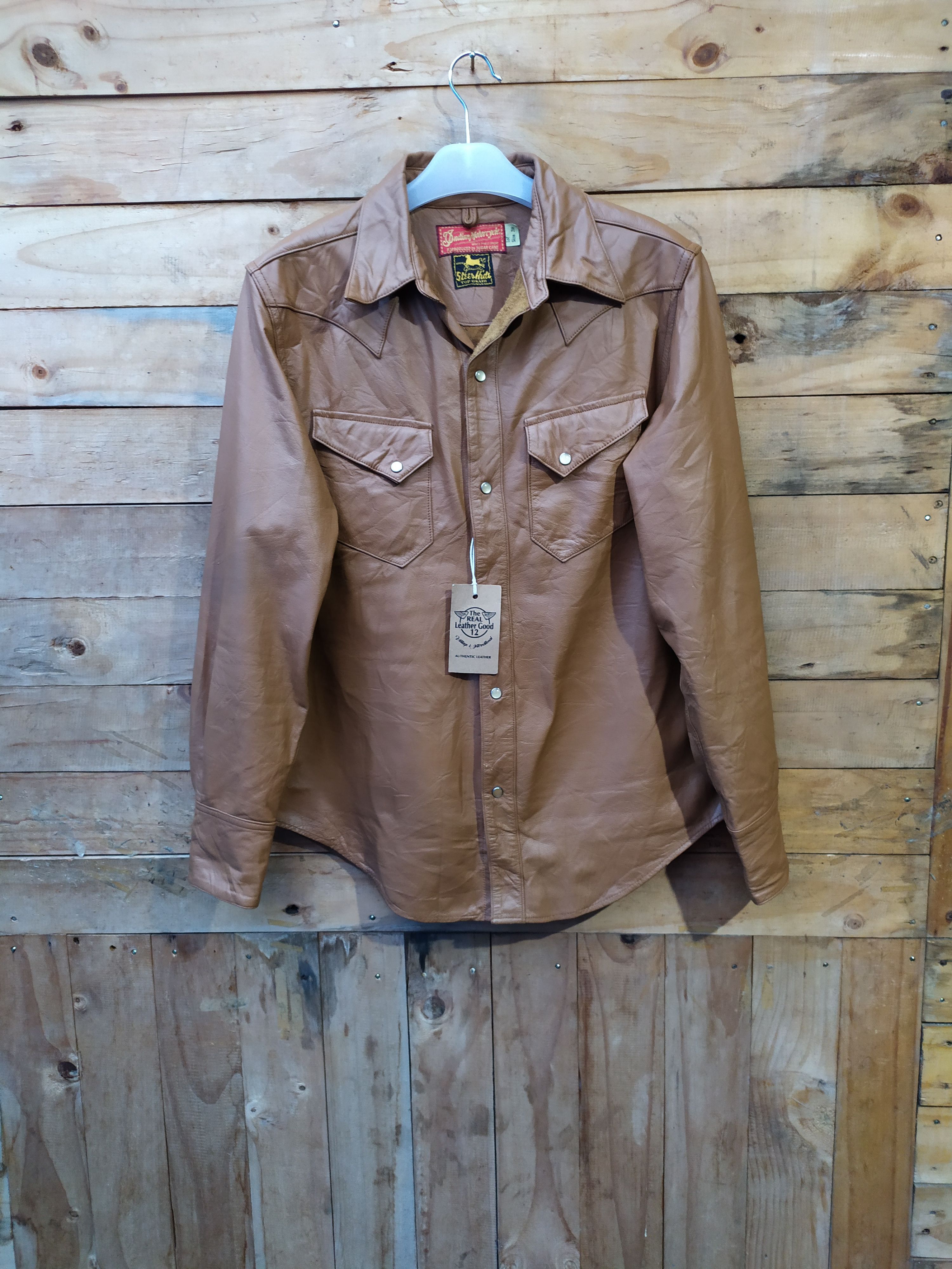 Indian Motorcycle × Japanese Brand × Sugar Cane INDIAN MOTORCYCLE X SUGAR CANE BROWNTAN LEATHER SHIRT JACKET Size US M / EU 48-50 / 2 - 1 Thumbnail