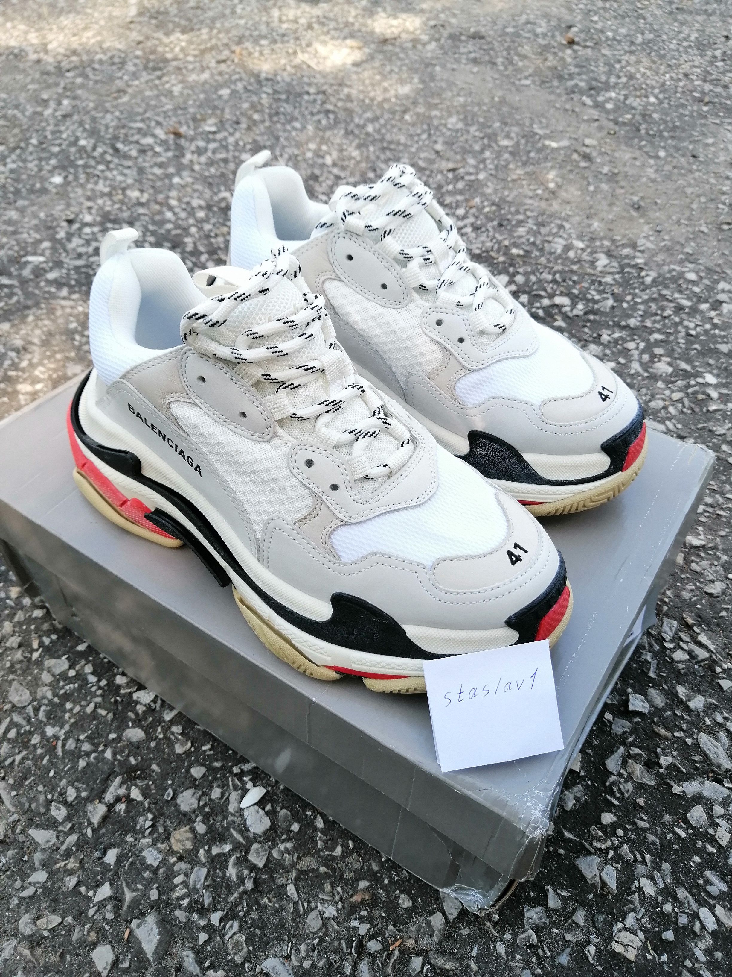 Balenciaga Balenciaga triple s White Black Red | Grailed