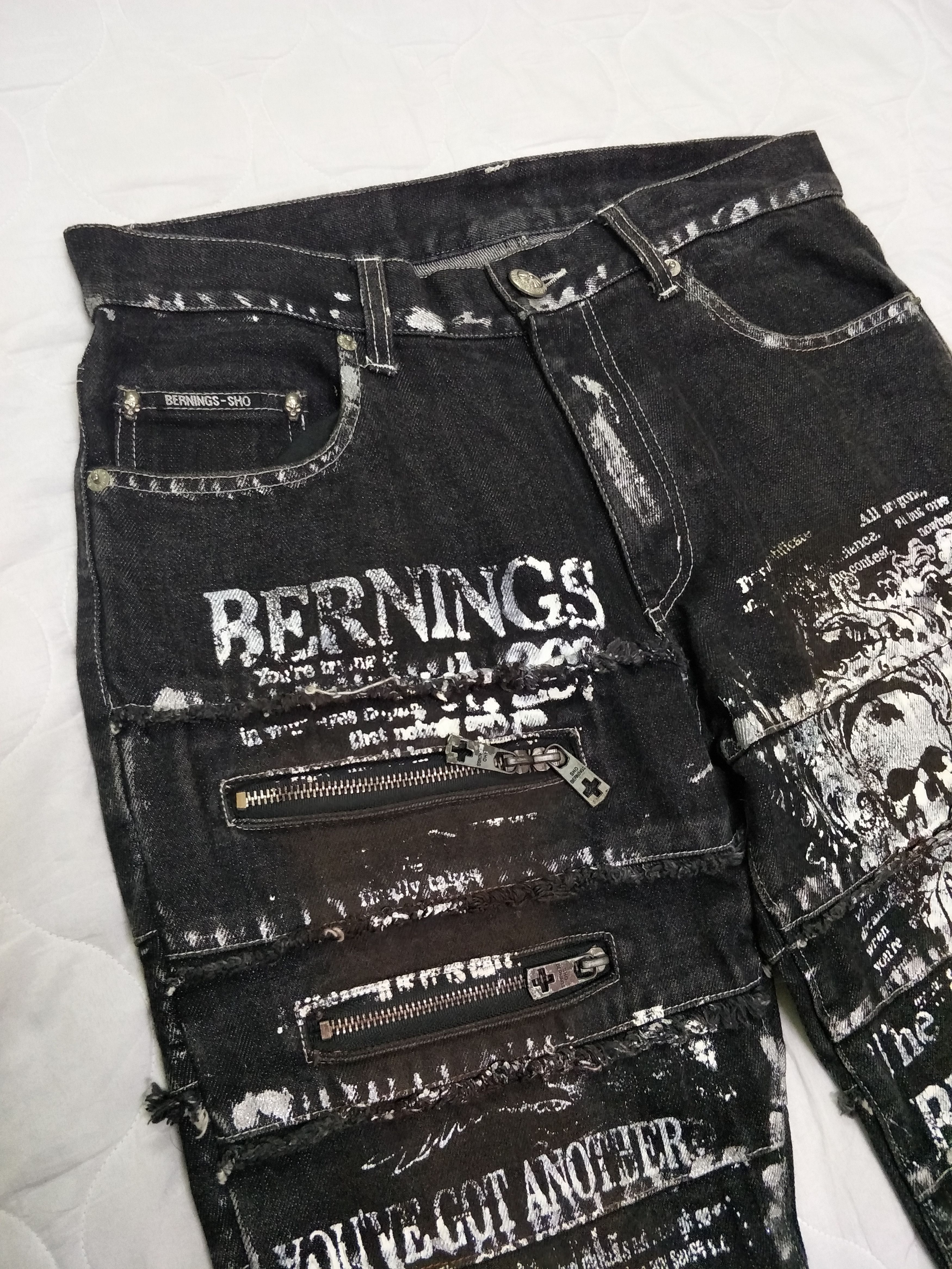 Hysteric Glamour Bernings Black Denim Skull Allover Printed Size US 31 - 8 Thumbnail