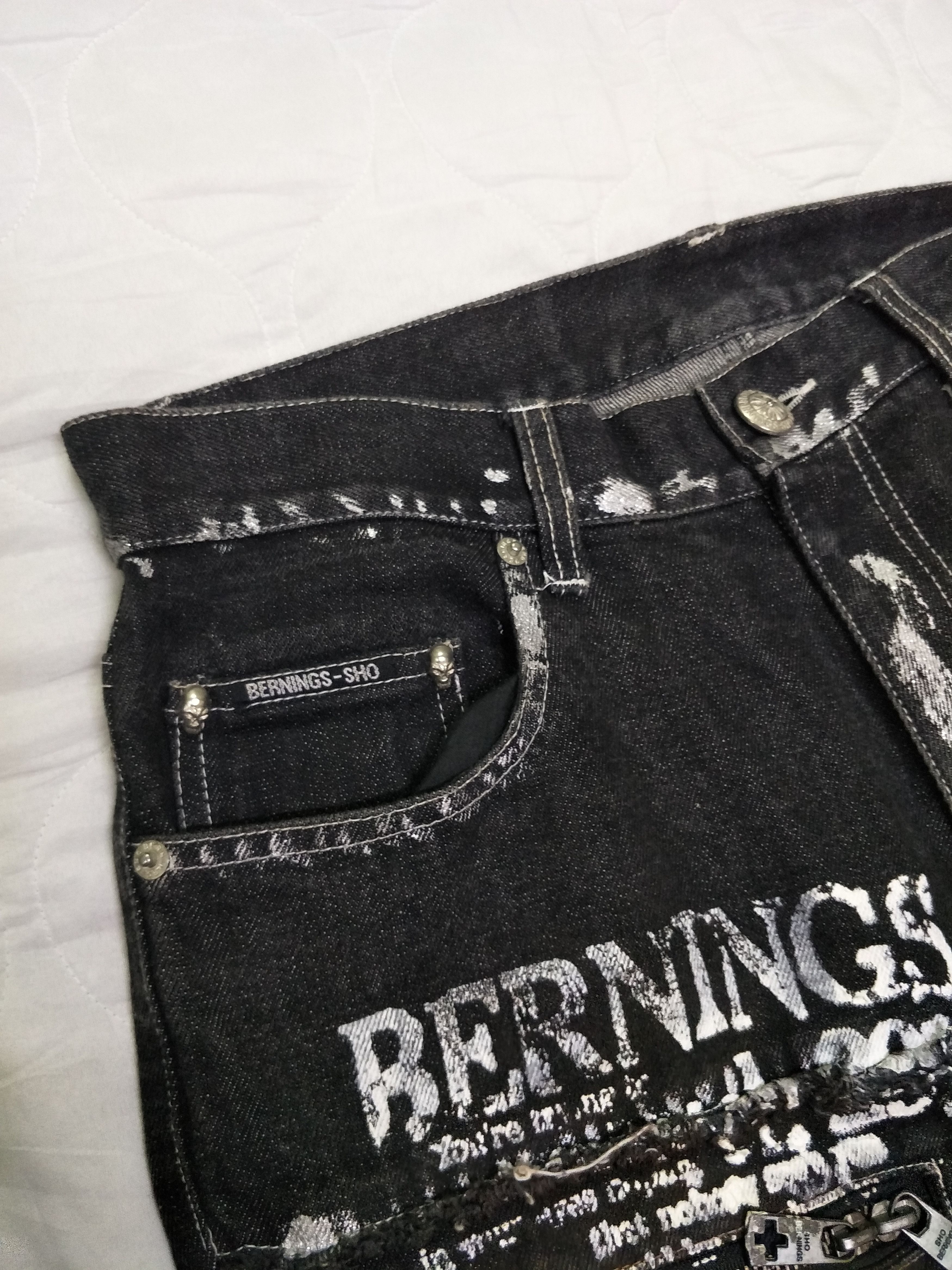 Hysteric Glamour Bernings Black Denim Skull Allover Printed Size US 31 - 6 Thumbnail
