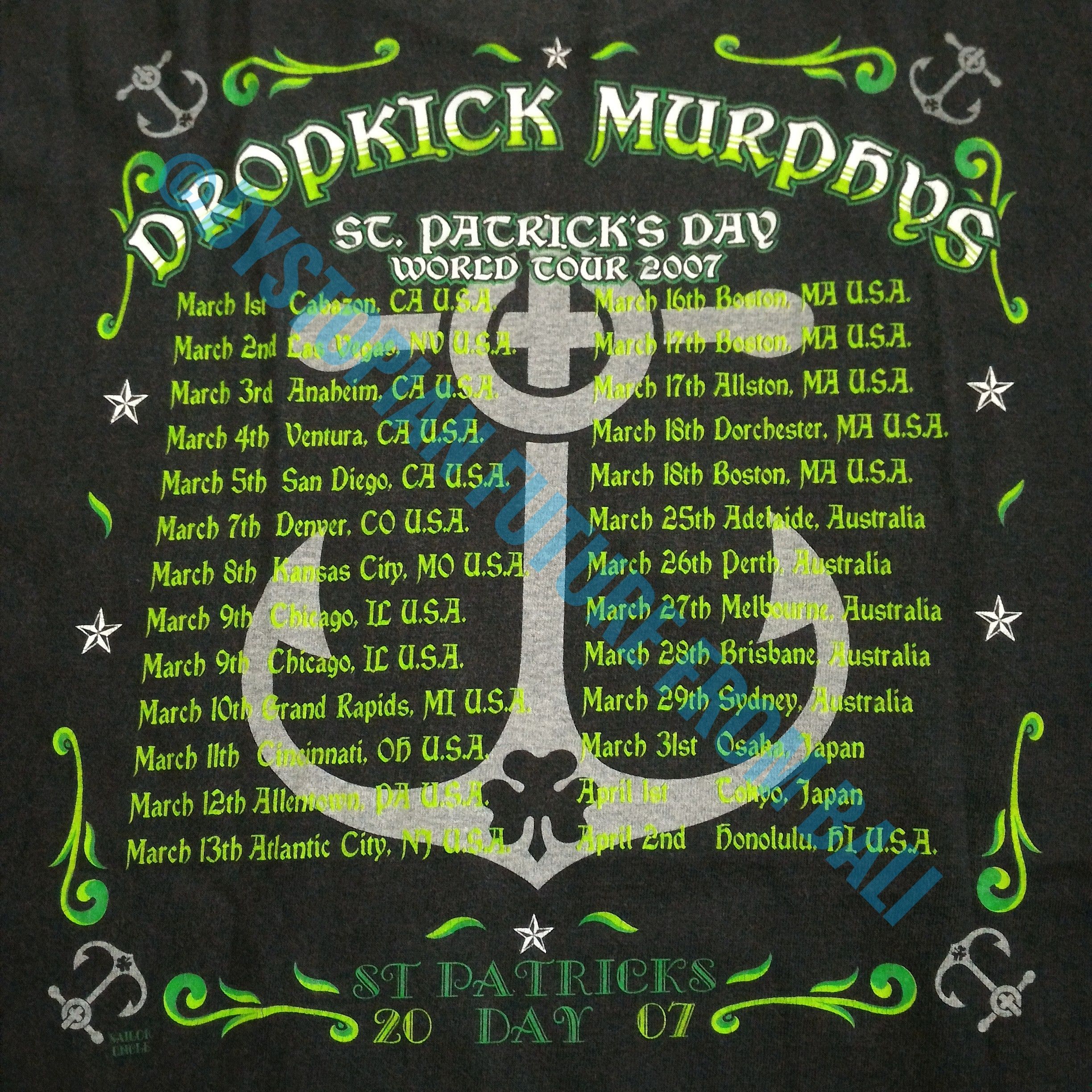 Band Tees Dropkick Murphys - St. Patrick's Day World Tour 2007 Tshirt Size US M / EU 48-50 / 2 - 5 Thumbnail