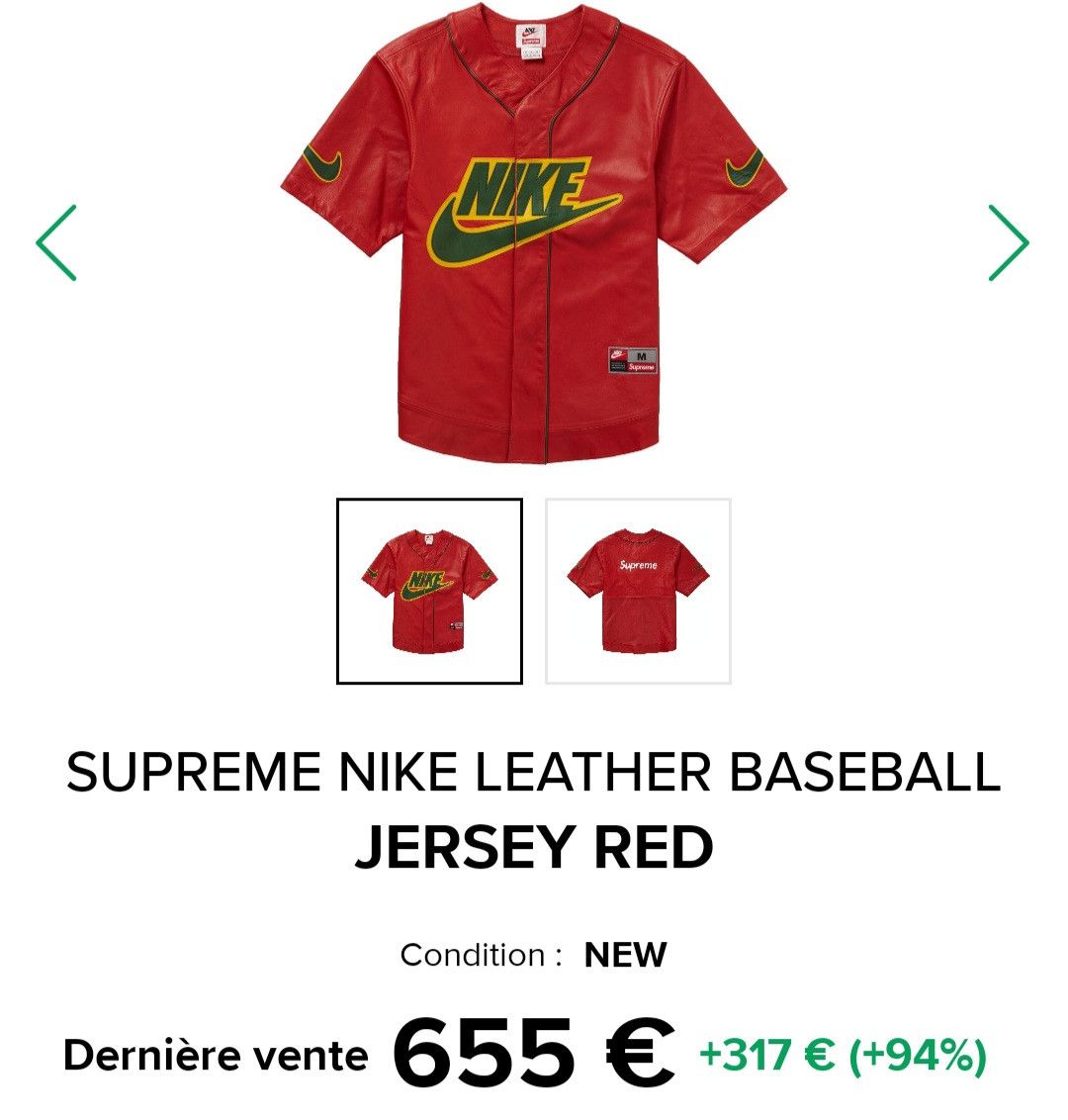 トップス Supreme Nike Leather Baseball Jersey Supreme Nike Leather Baseball Jersey Black Men's - FW19 - US
