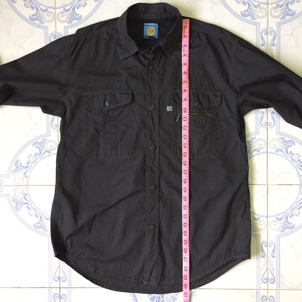 Japanese Brand Black Long Sleeve Button Up Mesh Under Pit Size US L / EU 52-54 / 3 - 14 Thumbnail