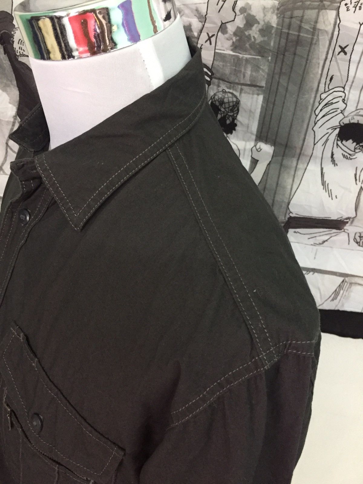 Japanese Brand Black Long Sleeve Button Up Mesh Under Pit Size US L / EU 52-54 / 3 - 8 Thumbnail