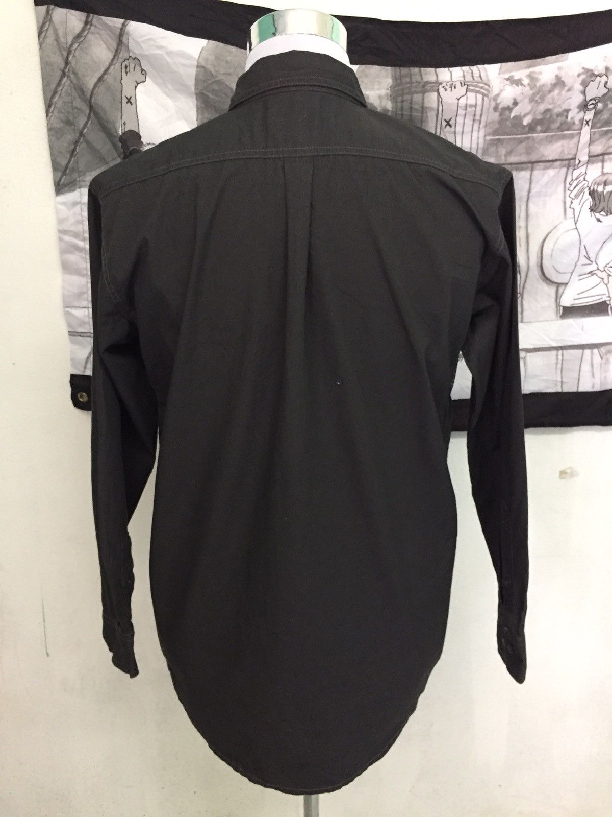 Japanese Brand Black Long Sleeve Button Up Mesh Under Pit Size US L / EU 52-54 / 3 - 4 Thumbnail