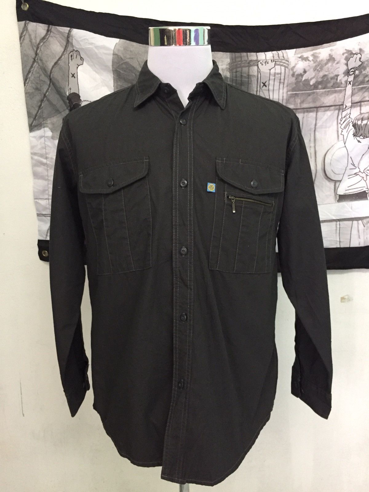 Japanese Brand Black Long Sleeve Button Up Mesh Under Pit Size US L / EU 52-54 / 3 - 1 Thumbnail