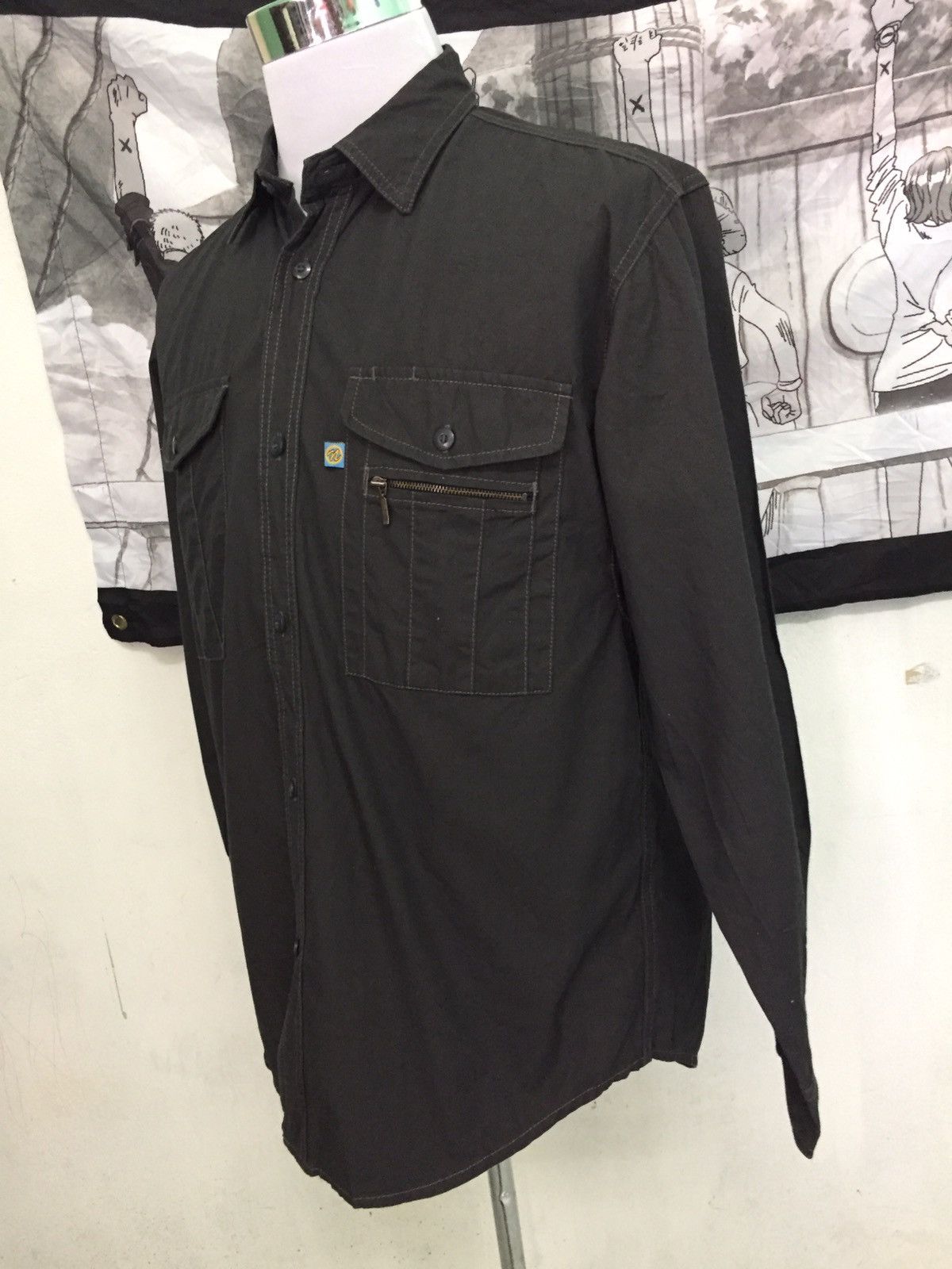 Japanese Brand Black Long Sleeve Button Up Mesh Under Pit Size US L / EU 52-54 / 3 - 2 Thumbnail