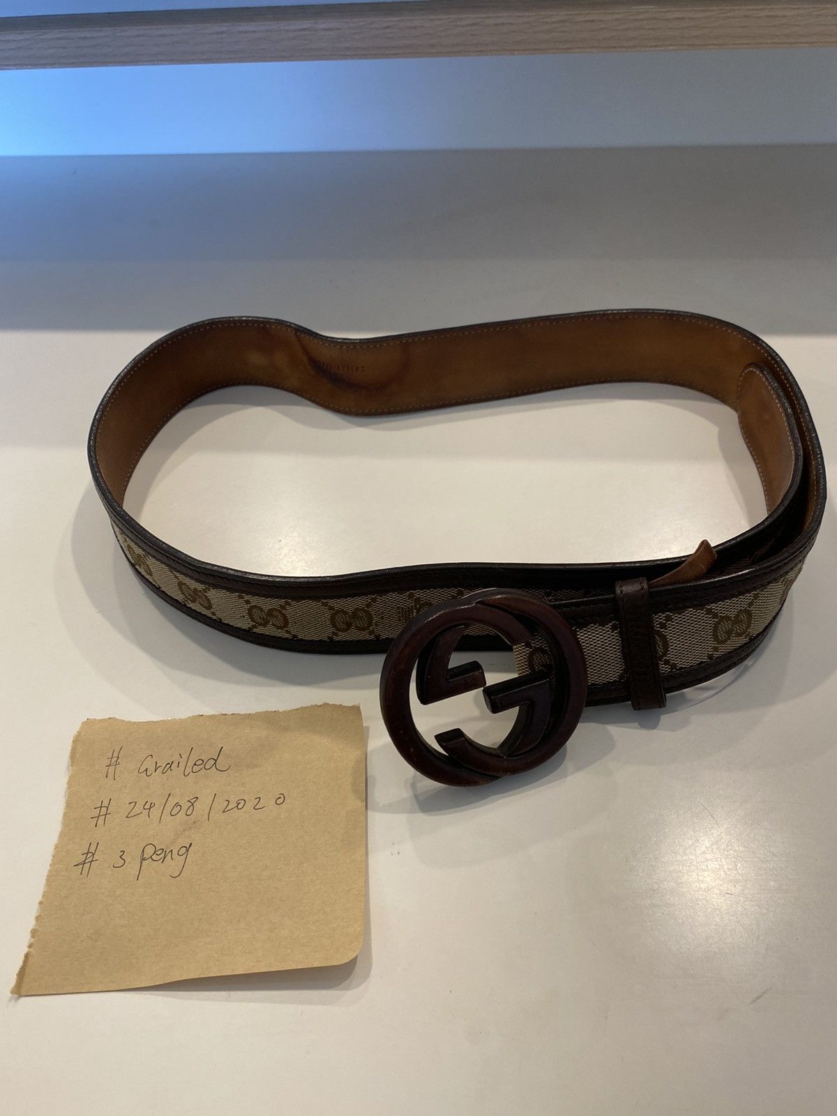 Gucci cucci wood logo belt | Grailed