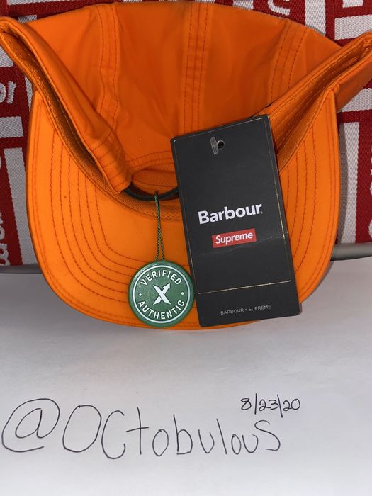 Supreme supreme x barbour waxed cotton camp cap (orange) | Grailed