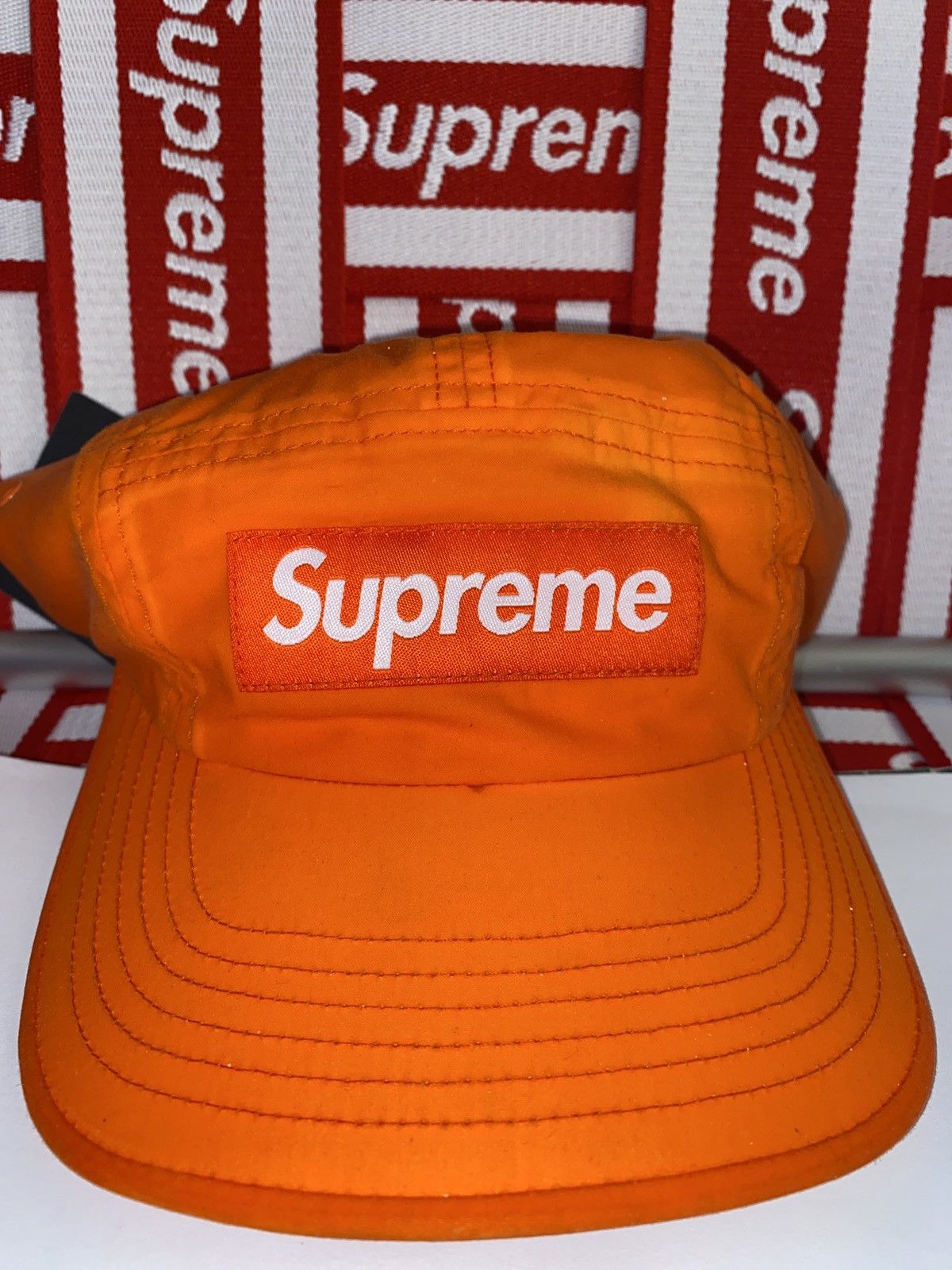 Supreme supreme x barbour waxed cotton camp cap (orange) | Grailed