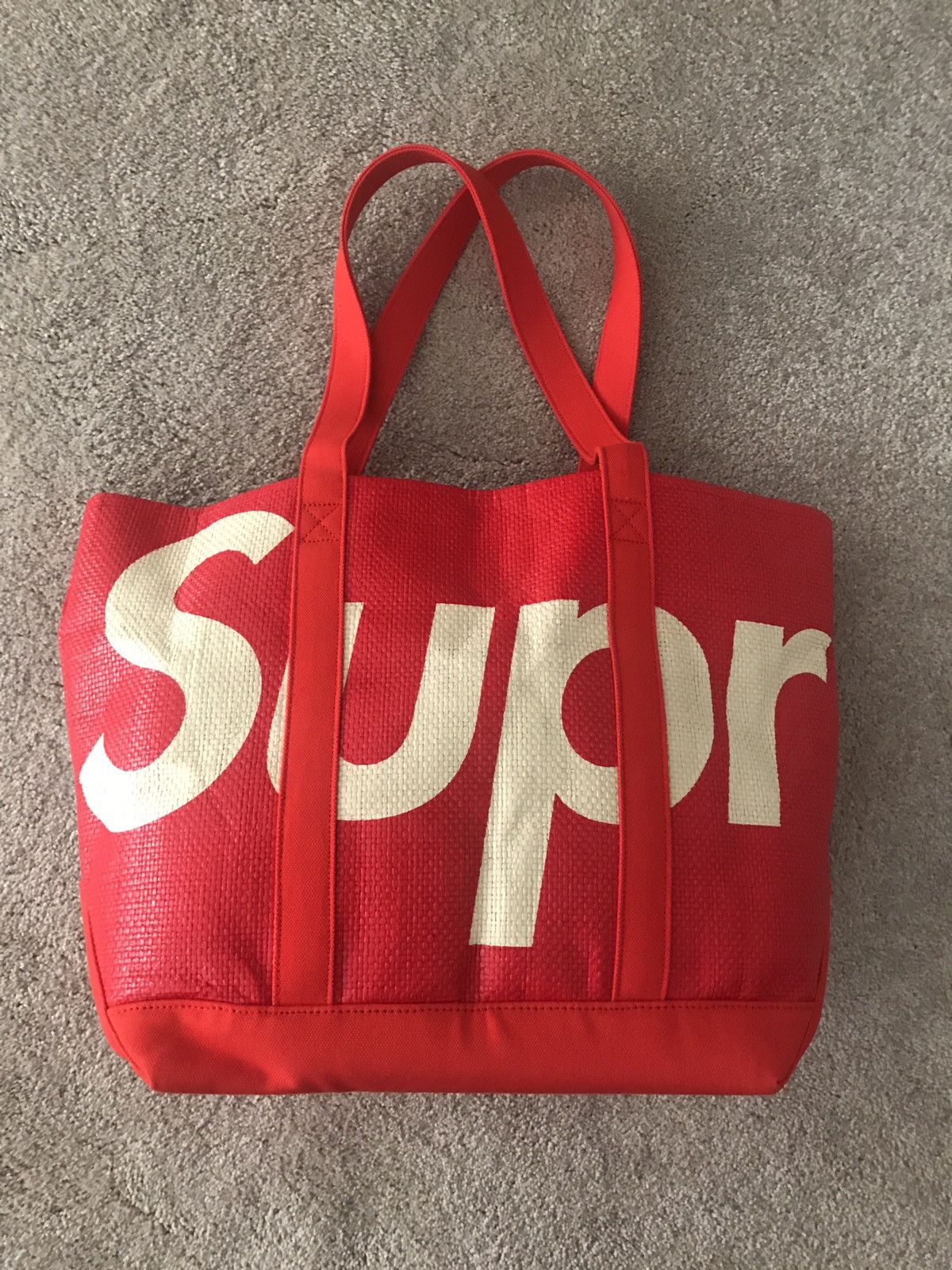 Supreme Raffia Tote Red