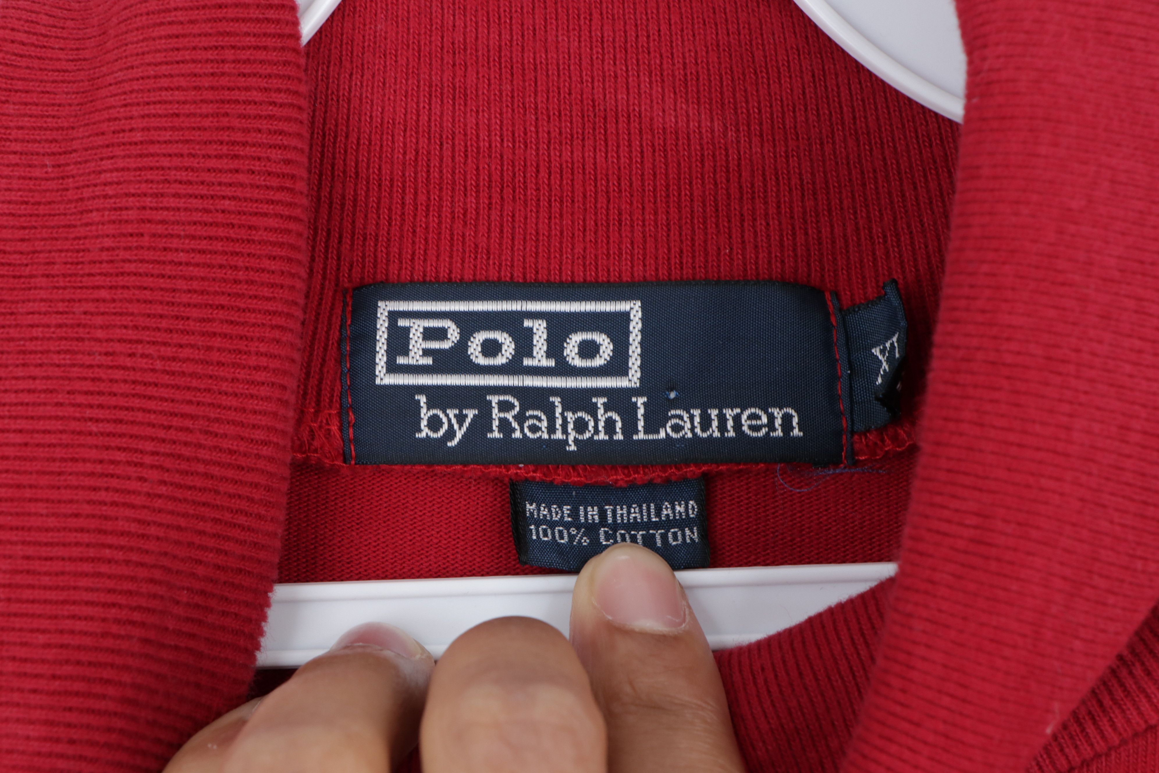 Polo Ralph Lauren Vintage 90s Ralph Lauren Turtleneck Sweater Red Cotton Size US XL / EU 56 / 4 - 5 Thumbnail