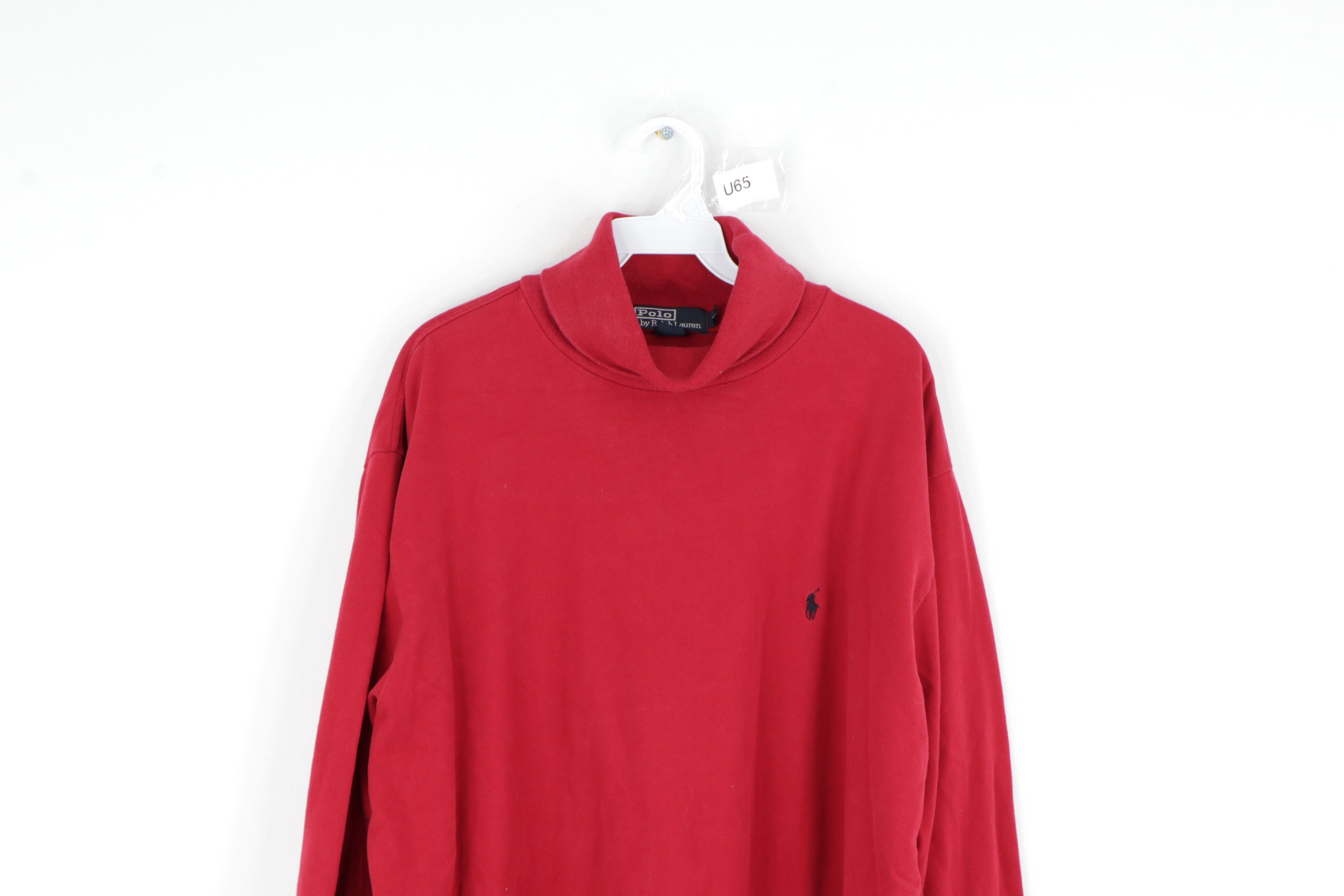 Polo Ralph Lauren Vintage 90s Ralph Lauren Turtleneck Sweater Red Cotton Size US XL / EU 56 / 4 - 2 Thumbnail