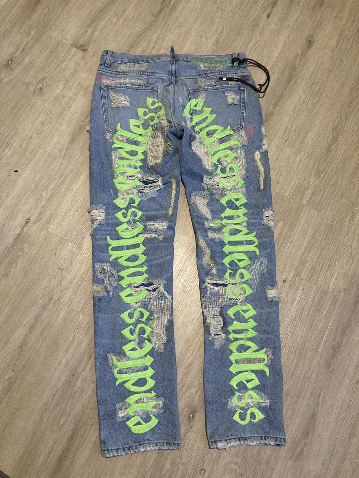 Vlone Endless Denim by ASAP Bari Size 34 Neon Green | Grailed