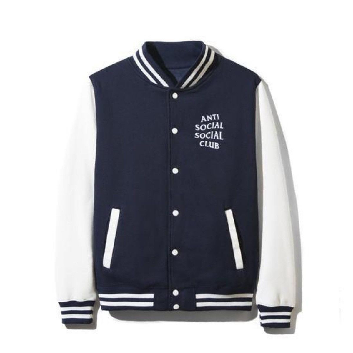 Anti Social Social Club Dropout White/Navy Letterman Jacket | Grailed